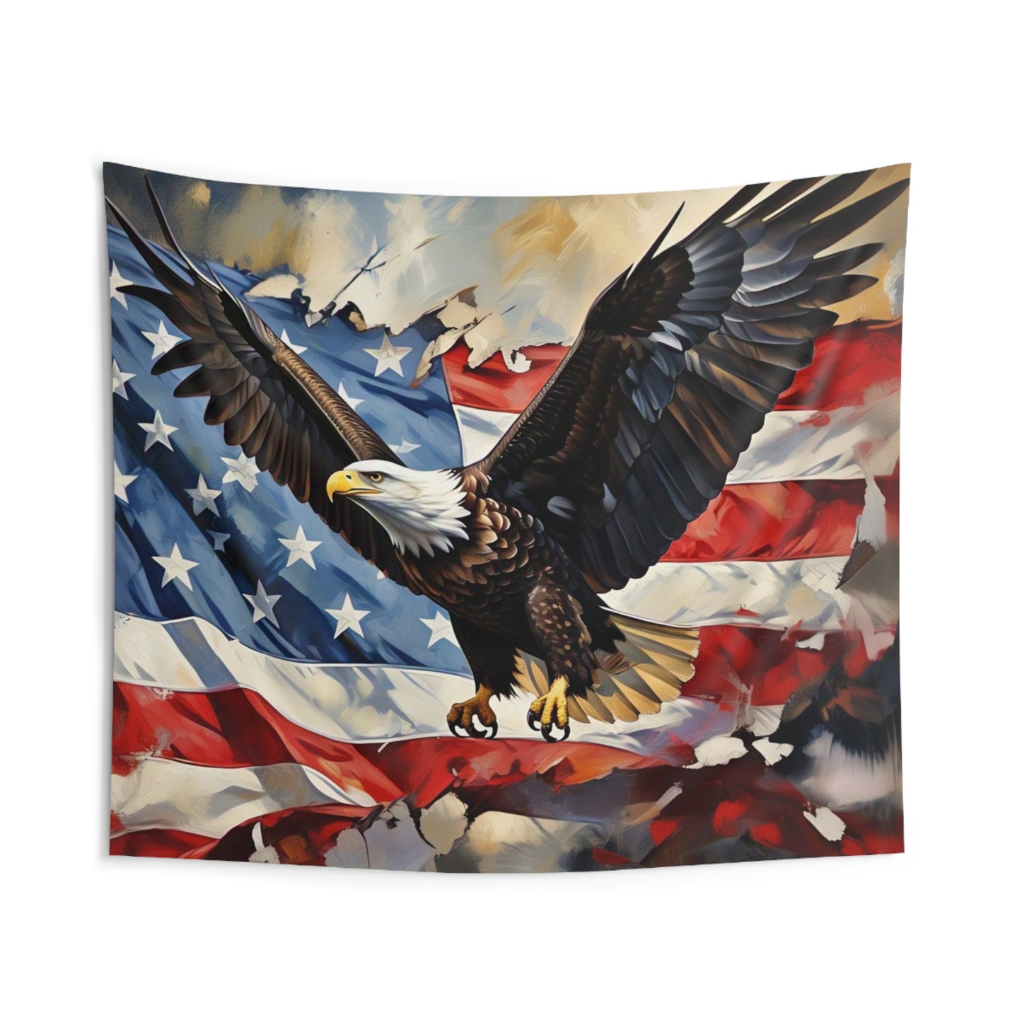 Eagle & American Flag Indoor Wall Tapestry — Patriotic Home Decor for Veterans & 4th of July