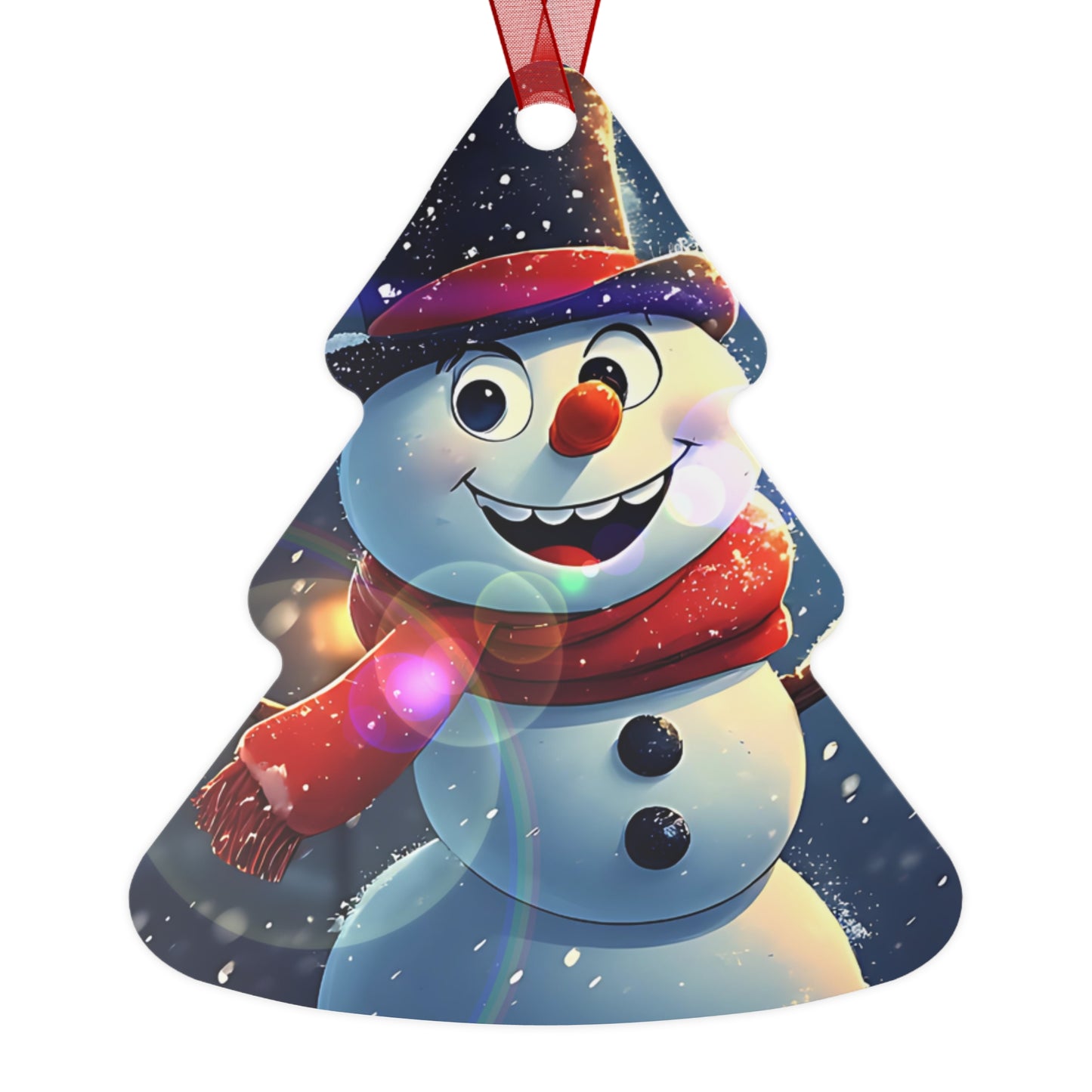 Cheerful Snowman Bell Metal Ornament — Holiday Christmas Tree Decoration