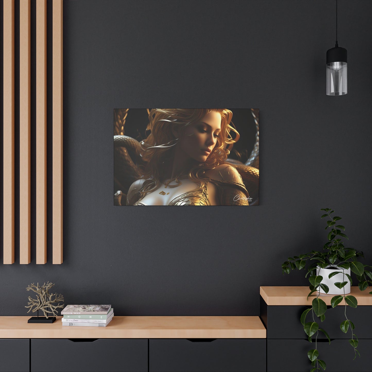 Fantasy Art Canvas Print - Serpent Goddess Home Decor