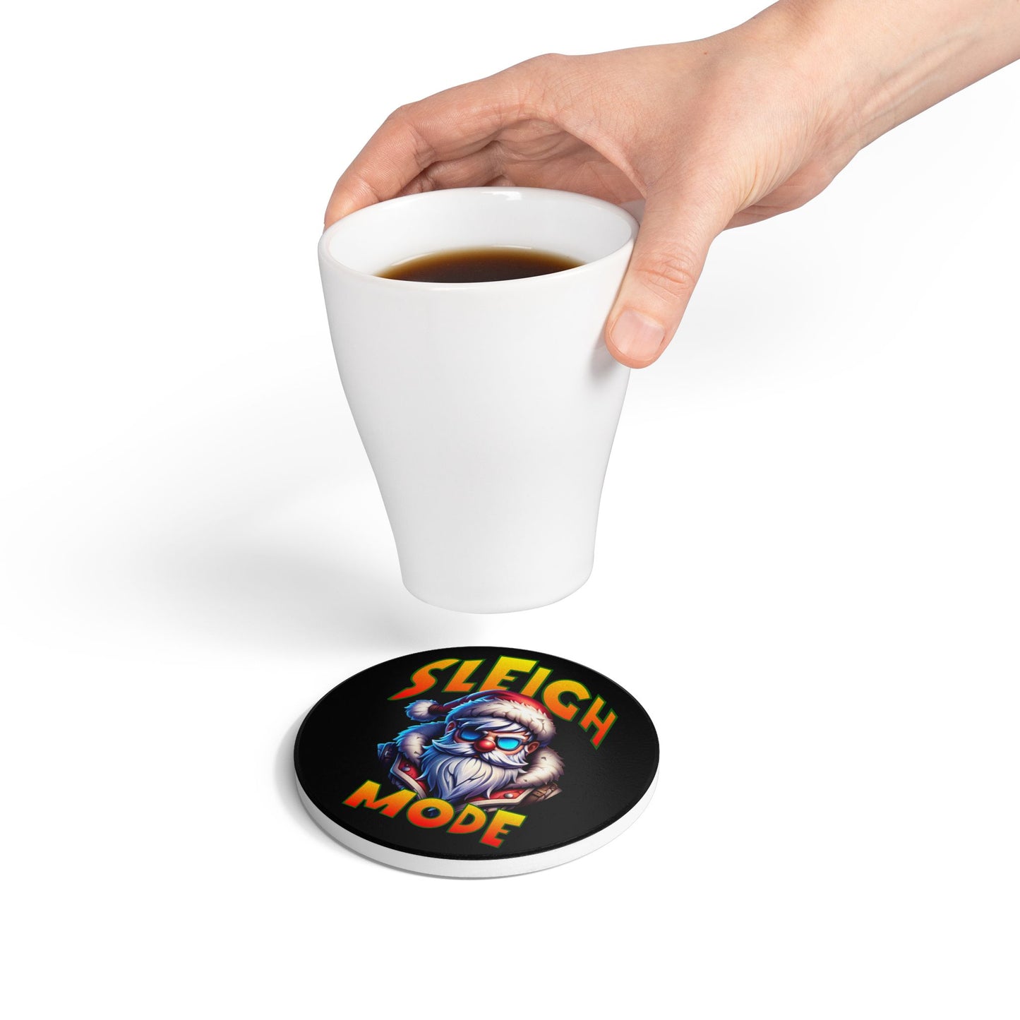 Sleigh Mode Ceramic Coaster – Funny Cool Santa Holiday Drink Coaster