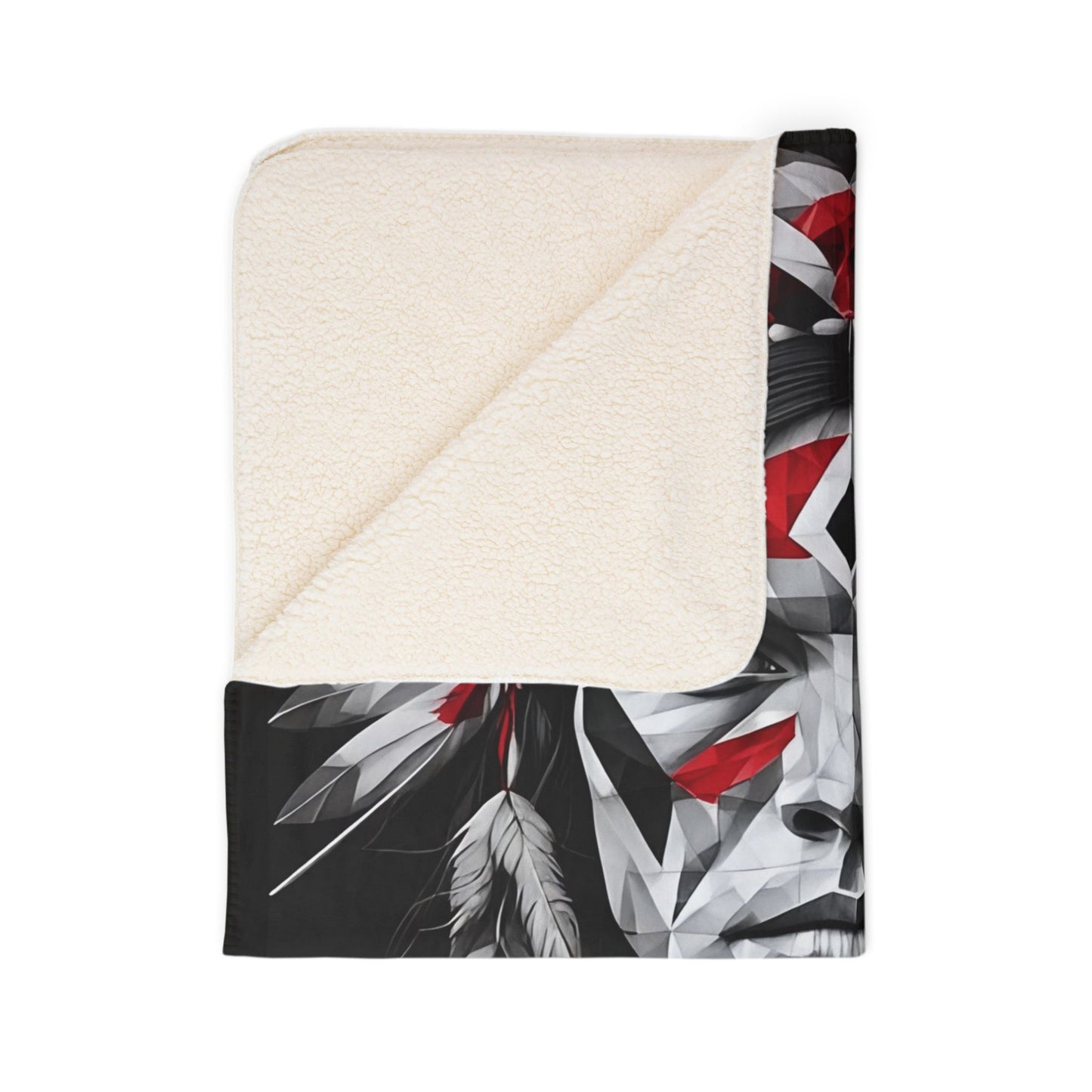 Tribal Chief Fleece Blanket – Native Headdress Graphic Sherpa Throw