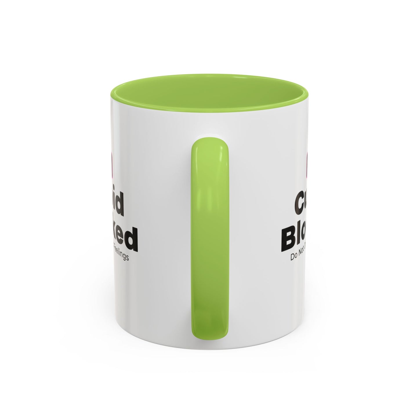 Cupid Blocked Accent Coffee Mug — 'Do Not Disturb: Feelings' Funny Anti-Valentine Gift