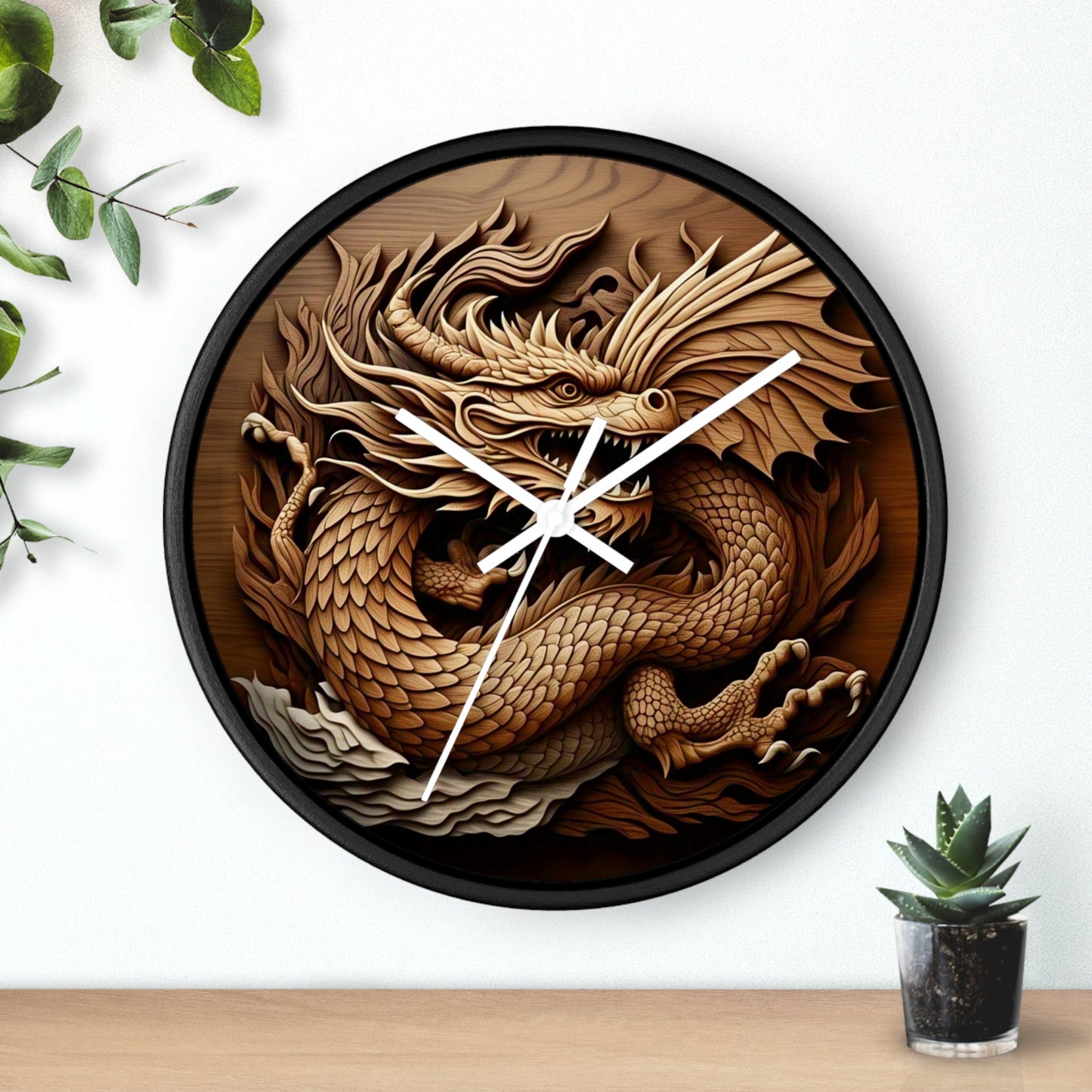 Dragon Carved Wall Clock, Fantasy Home Decor, Unique Gift for Him, Asian Art Clock, Dragon Clock for Festival Decoration