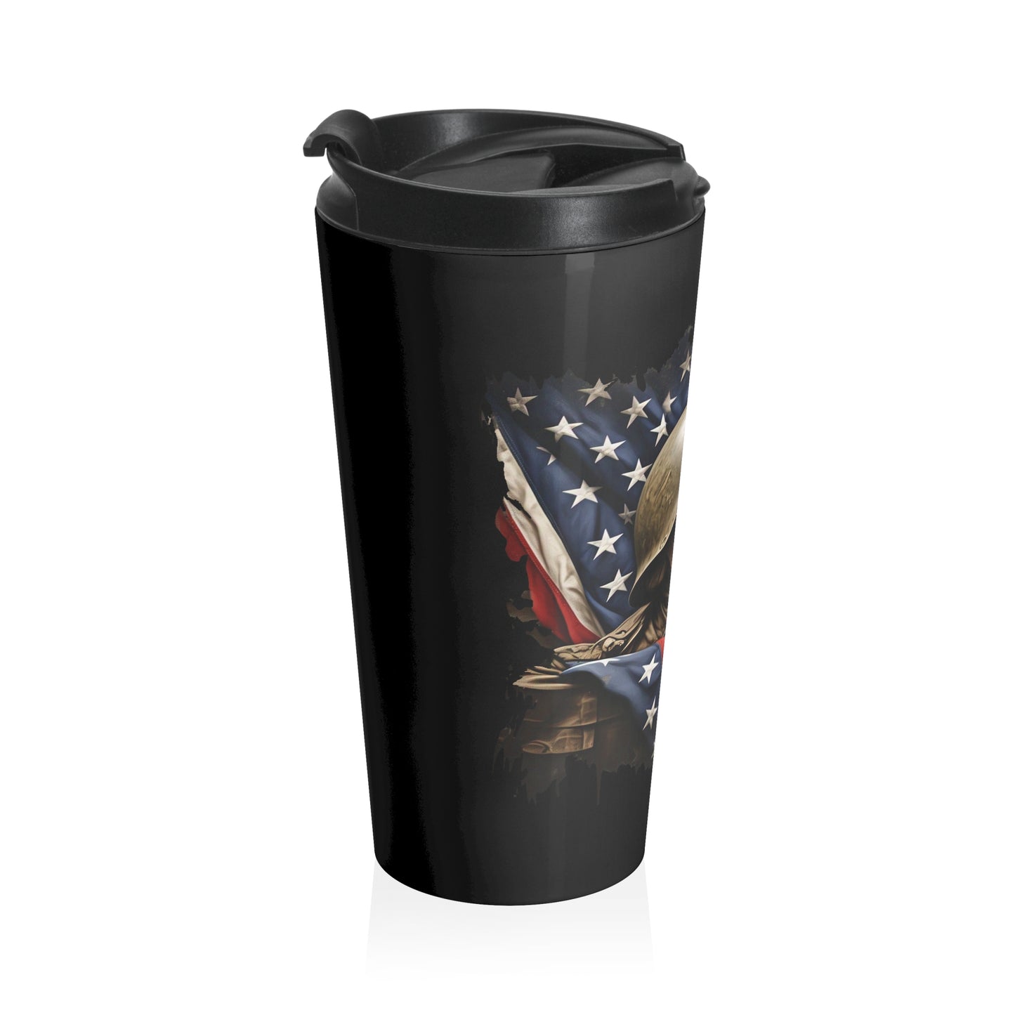 Patriotic Stainless Steel Travel Mug for Veterans, Military Gifts, Coffee Lover's Mug, Independence Day Drinkware, Durable Travel Gear