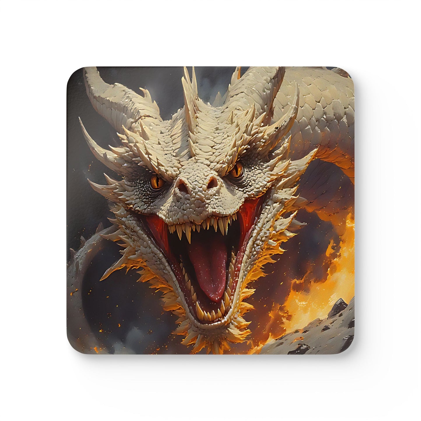 Dragon Fire Cork Coaster Set — Fantasy Dragon Drink Coasters