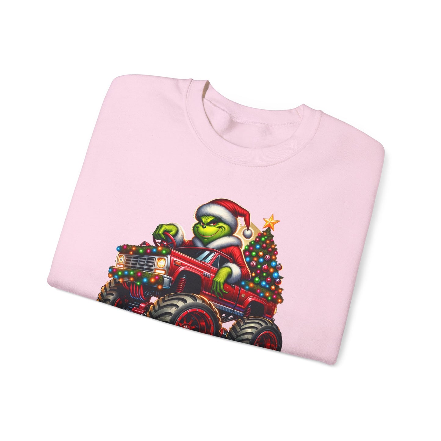 Christmas Monster Truck Sweatshirt — 'Merry Christmas' Grinch Driver Design