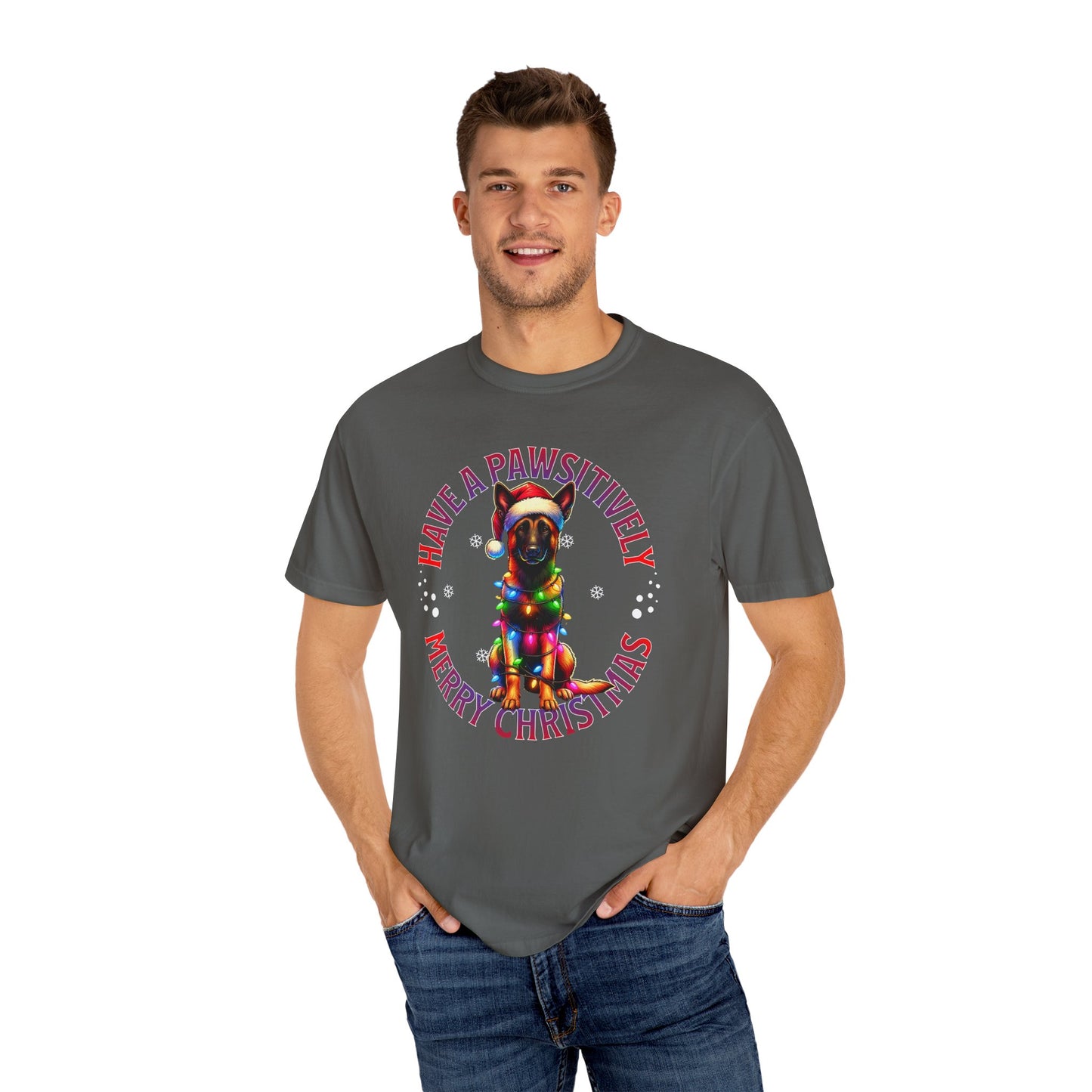 Christmas Malinois T-Shirt — "Have a Pawsitively Merry Christmas" Holiday Tee