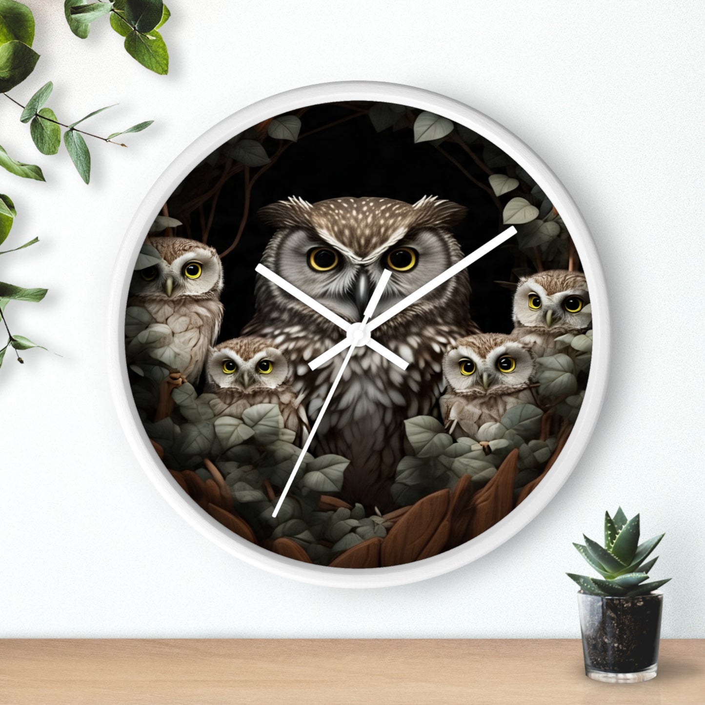 Charming Owl Family Wall Clock, Cute Owl Decor, Nature Lover Gift, Woodland Home Decor, Perfect for Kids Rooms or Bird Enthusiasts