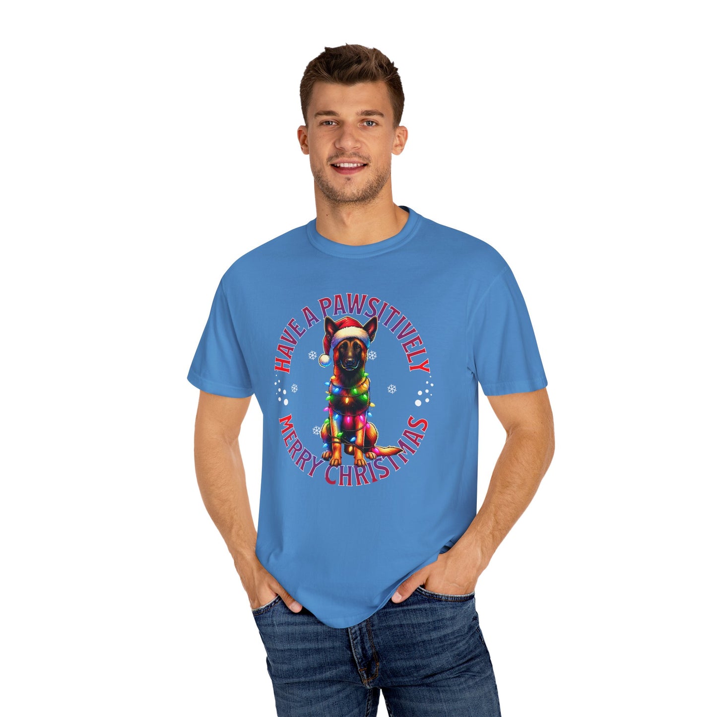 Christmas Malinois T-Shirt — "Have a Pawsitively Merry Christmas" Holiday Tee