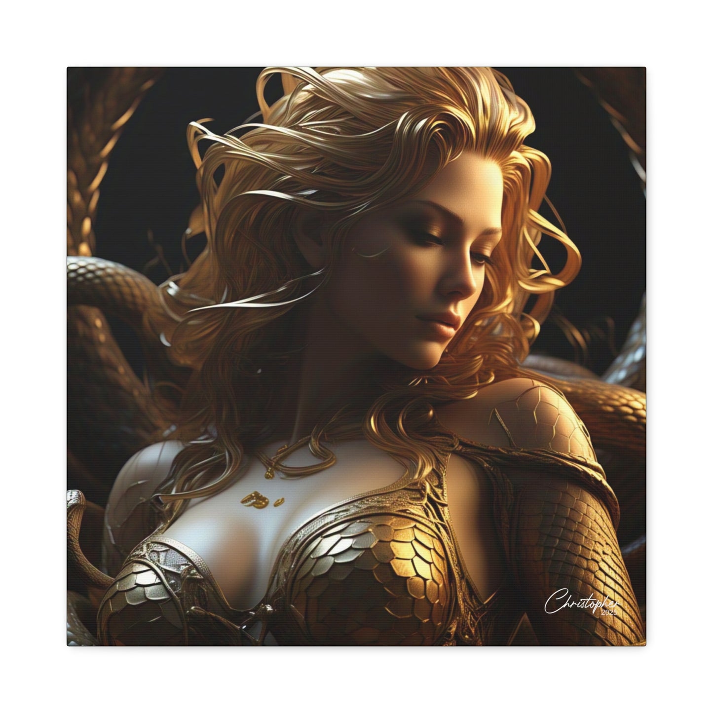 Fantasy Art Canvas Print - Serpent Goddess Home Decor