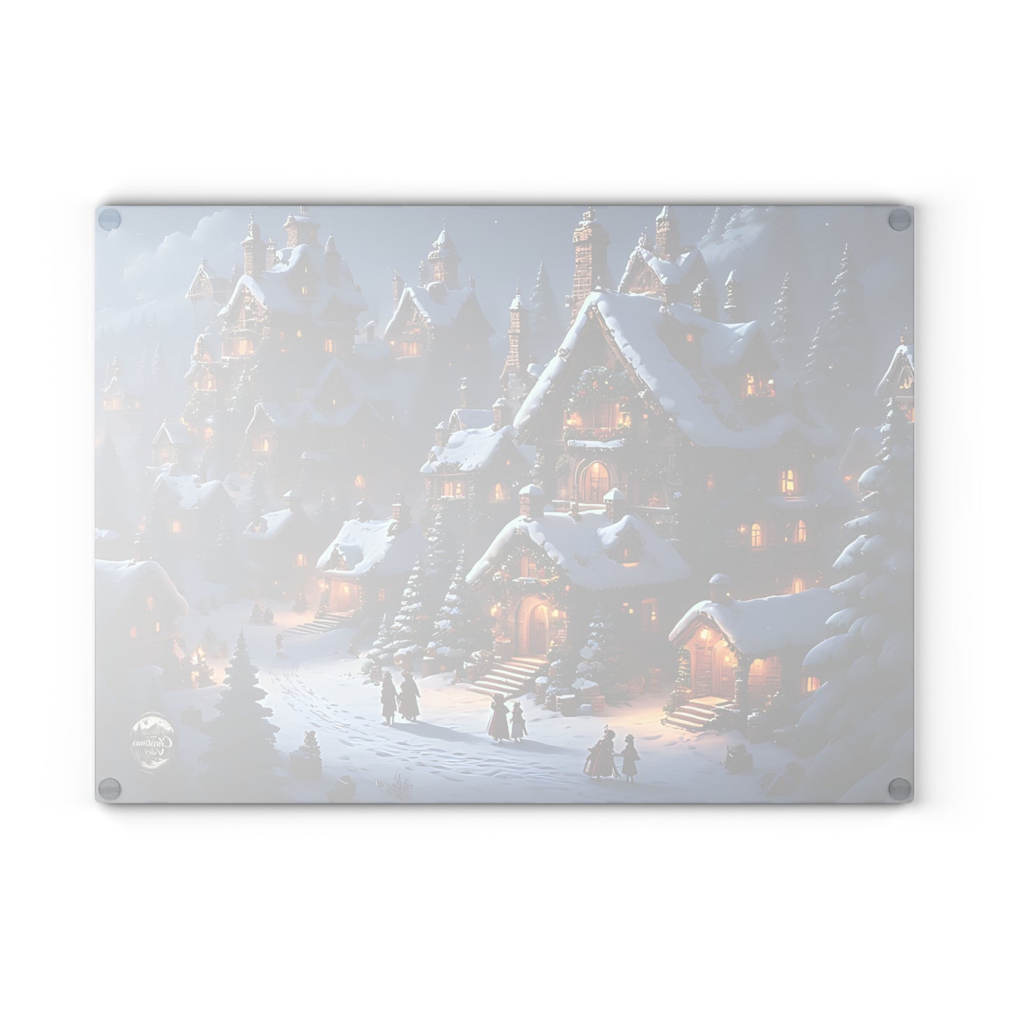 Festive Winter Wonderland Glass Cutting Board | Christmas Kitchen Decor, Holiday Gift, Home & Hearth, Unique Serving Tray, Culinary Art