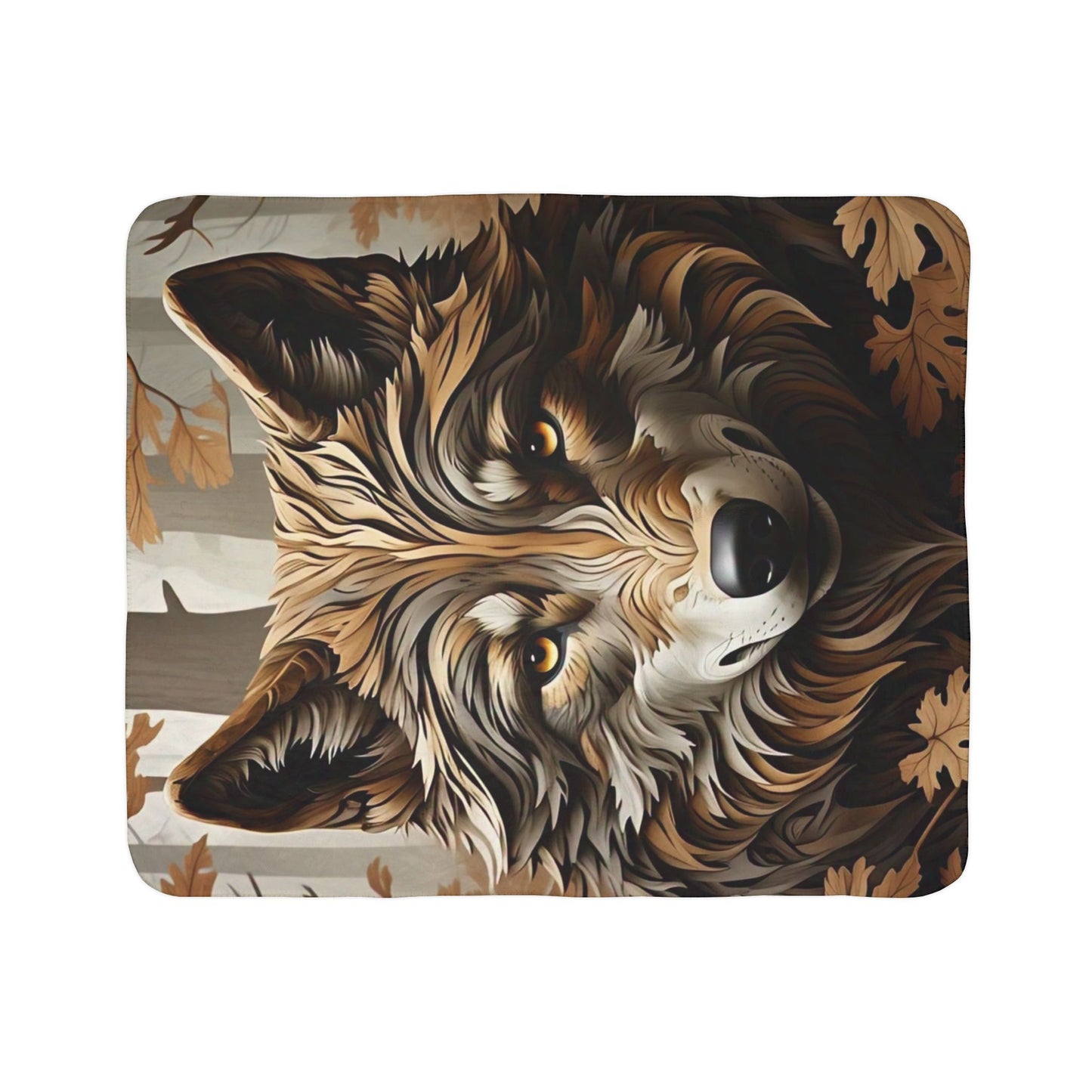 Wild Wolf Fleece Sherpa Blanket, Cozy Blanket for Nature Lovers, Autumn Decor, Gift for Animal Lovers, Cabin and Home