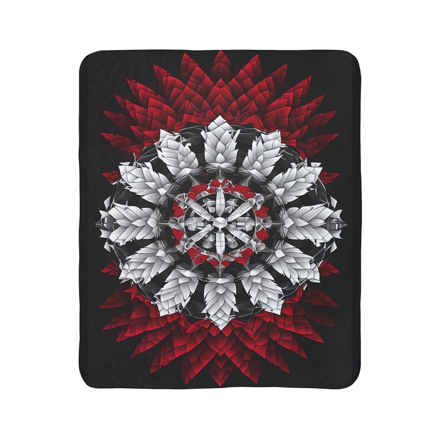 Red & White Mandala Fleece Sherpa Blanket