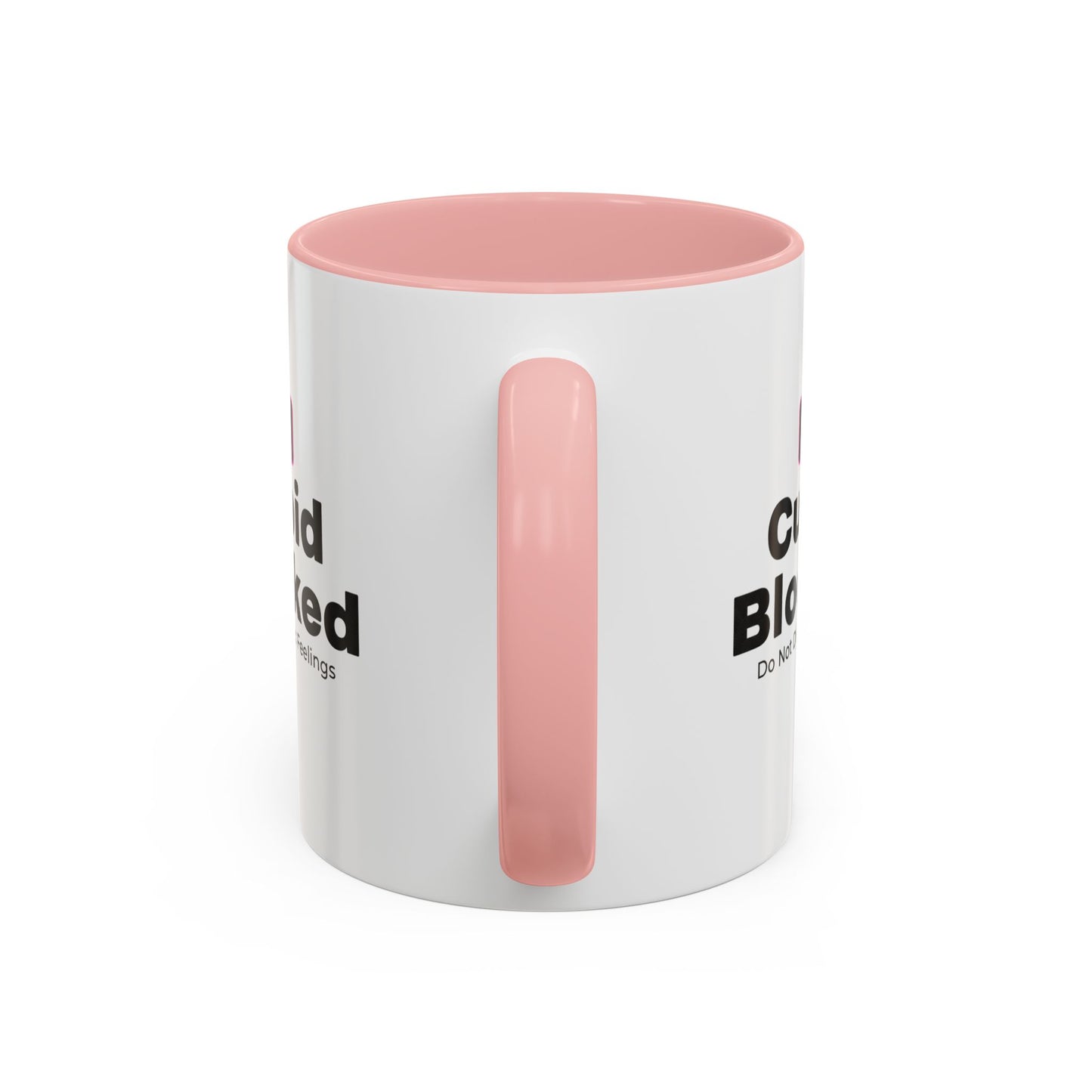 Cupid Blocked Accent Coffee Mug — 'Do Not Disturb: Feelings' Funny Anti-Valentine Gift