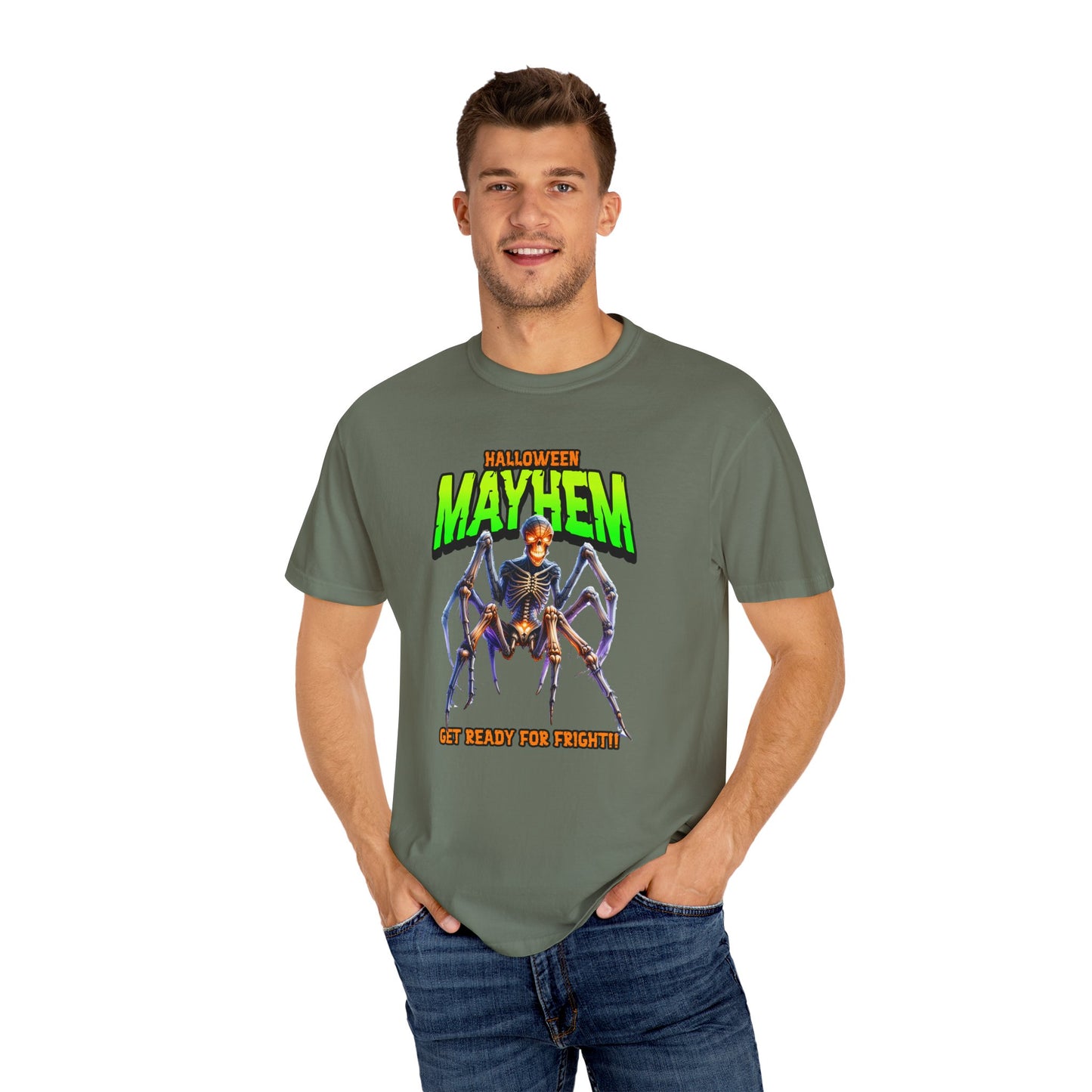 Halloween Mayhem Unisex T-Shirt, Spooky Tee for Men & Women, Perfect for Halloween Parties, Trick or Treat, Eerie Vibes, Unique Costume