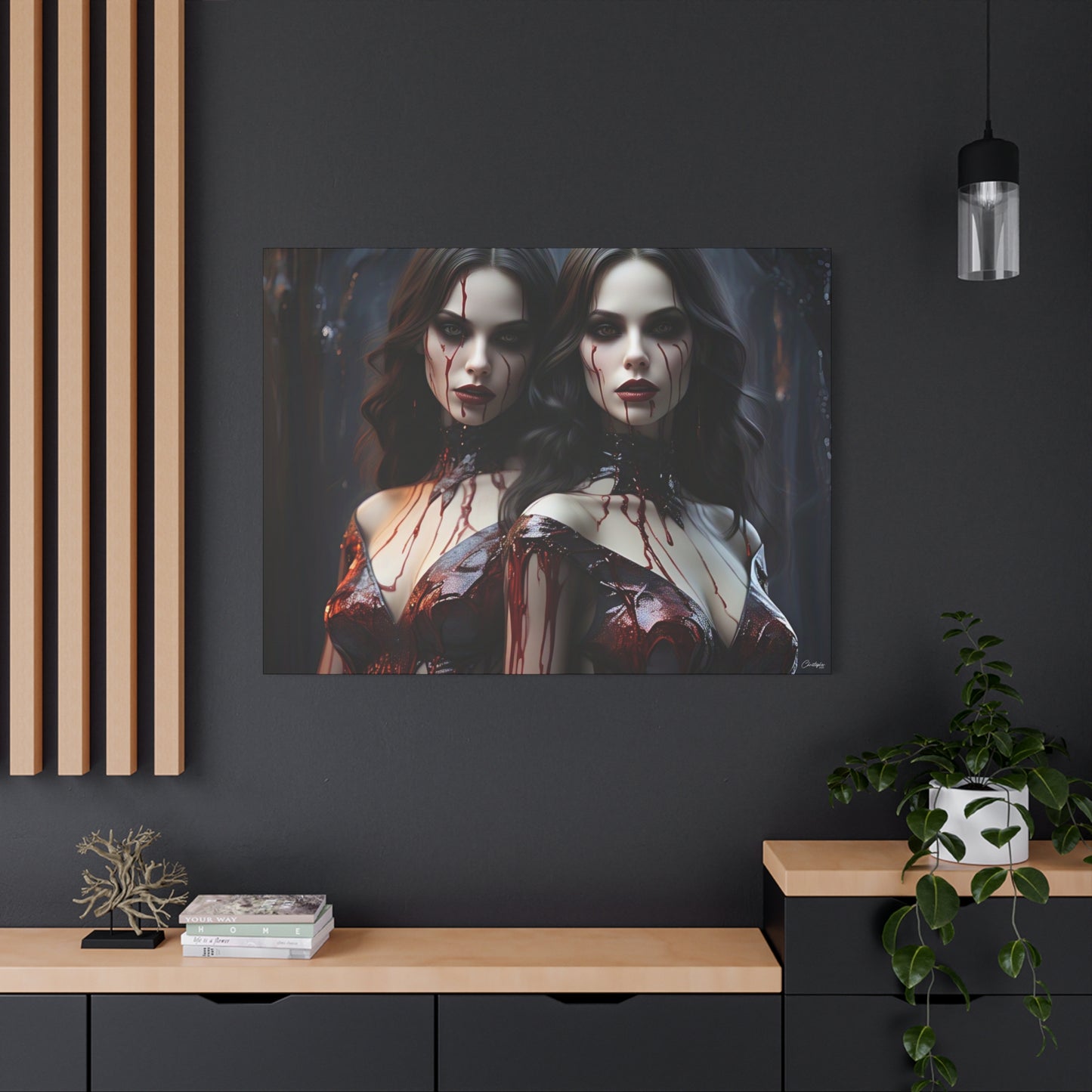Gothic Vampire Canvas Art, Wall Decor, Horror Artwork, Halloween Home Decor, Spooky Room Accent, Unique Gift Idea