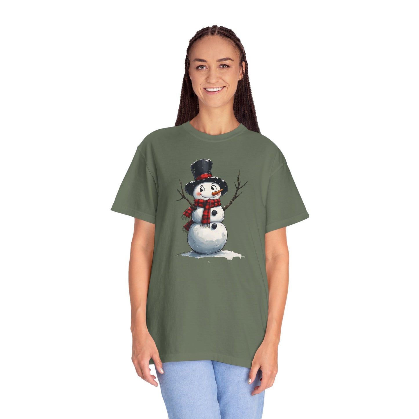 Snowman Tee — Cute Vintage Snowman with Scarf & Top Hat Holiday T-Shirt