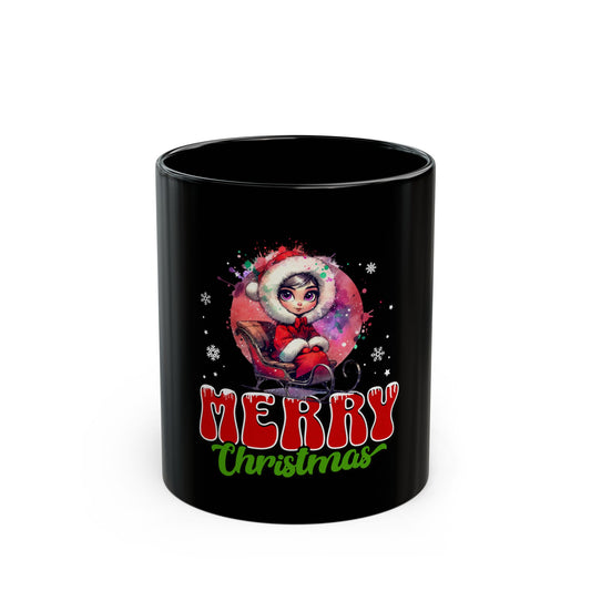 Merry Christmas Black Mug - 11oz & 15oz Holiday Coffee Cup