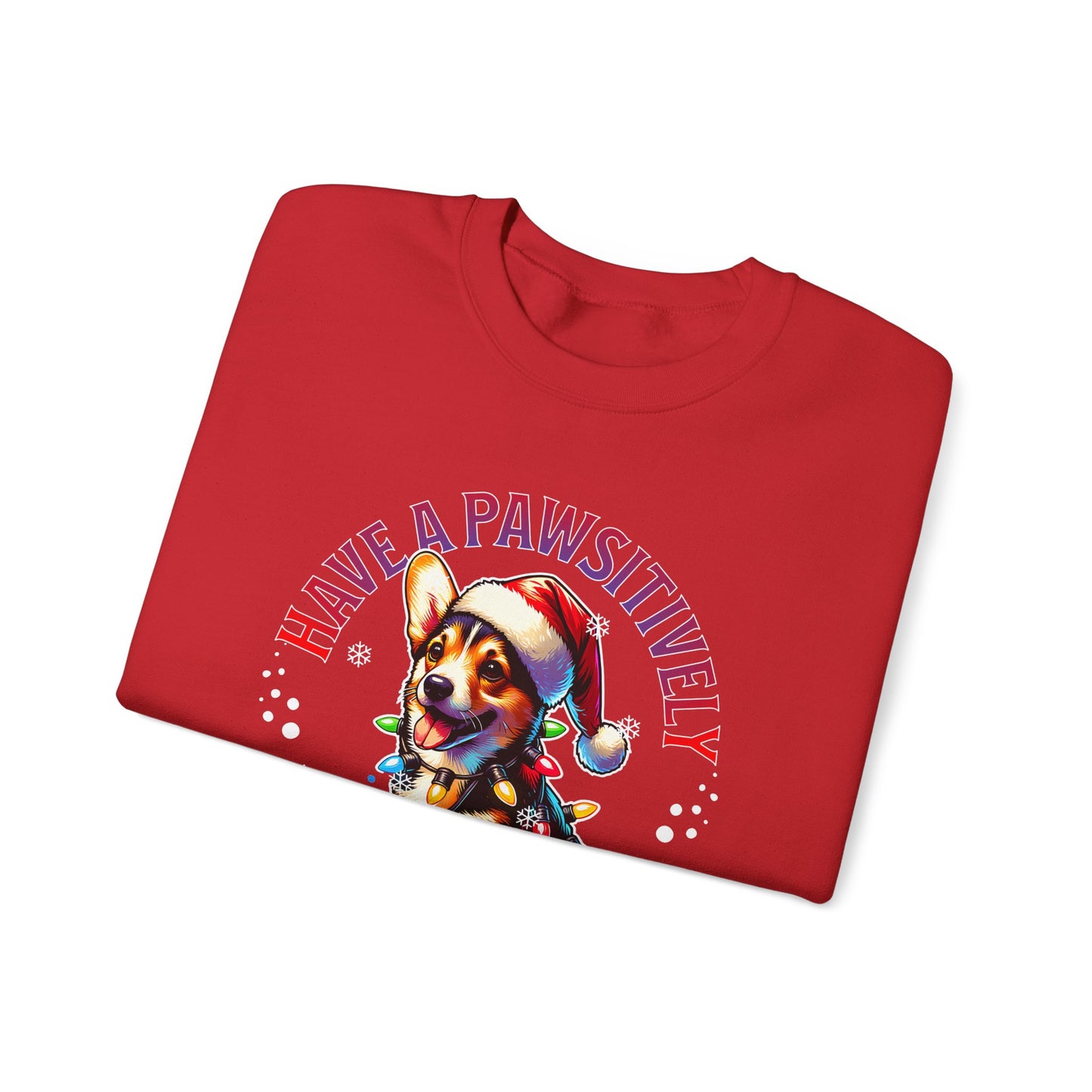 Christmas Corgi Sweatshirt — "Have a Pawsitively Merry Christmas" Holiday Crewneck