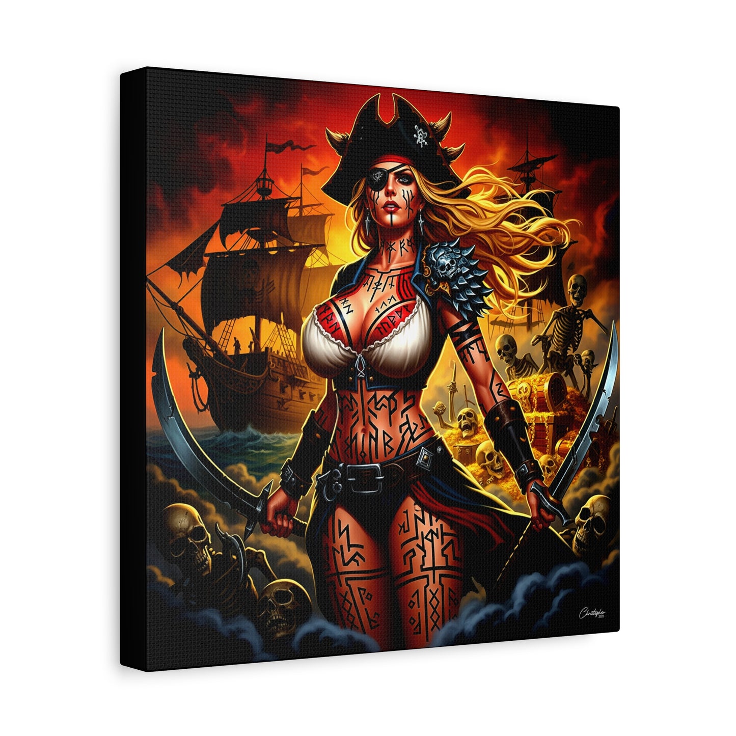 Bold Pirate Canvas Print, Nautical Wall Art, Gothic Home Decor, Pirate Lover Gift, Spooky Halloween Decoration, Adventure Wall Hanging