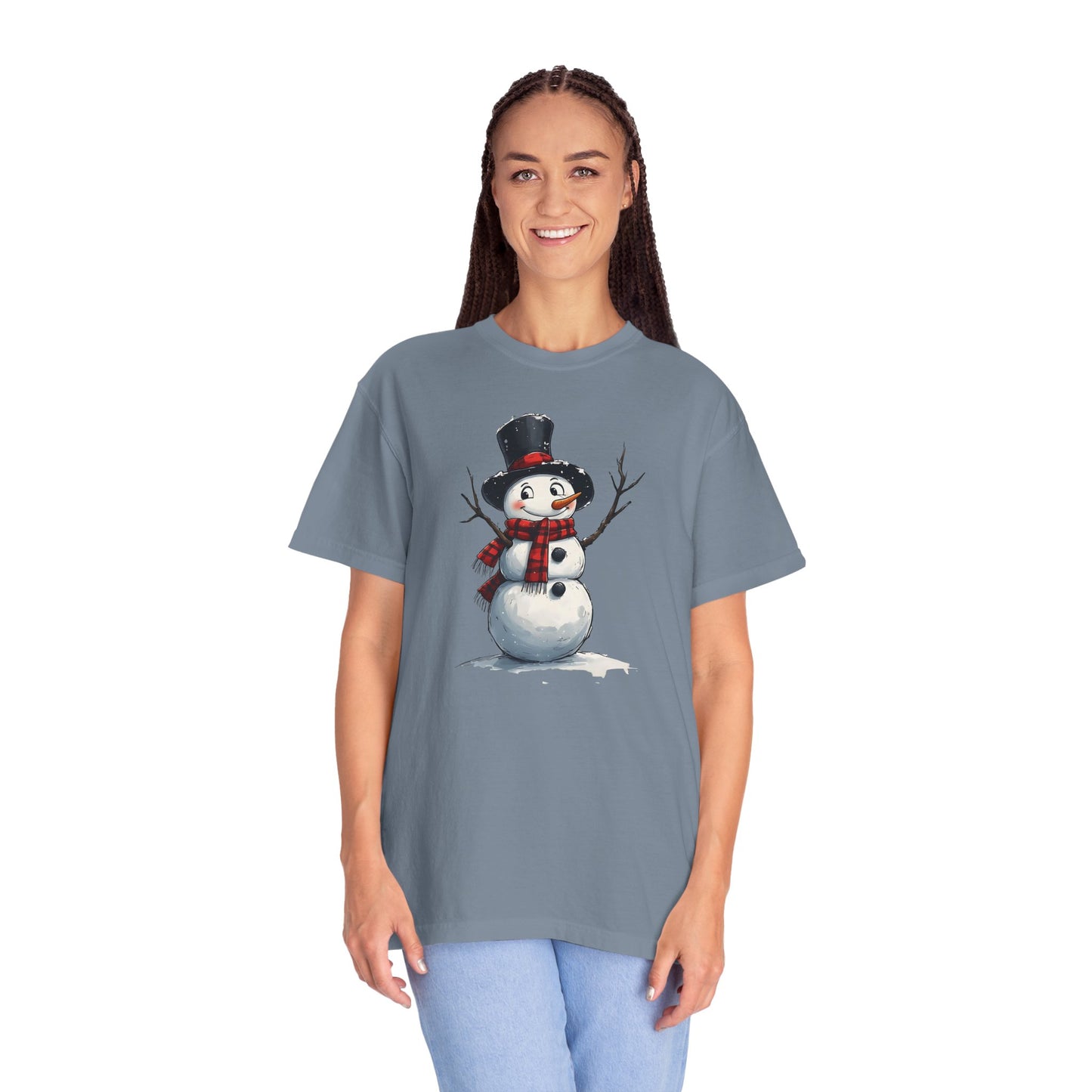 Snowman Tee — Cute Vintage Snowman with Scarf & Top Hat Holiday T-Shirt