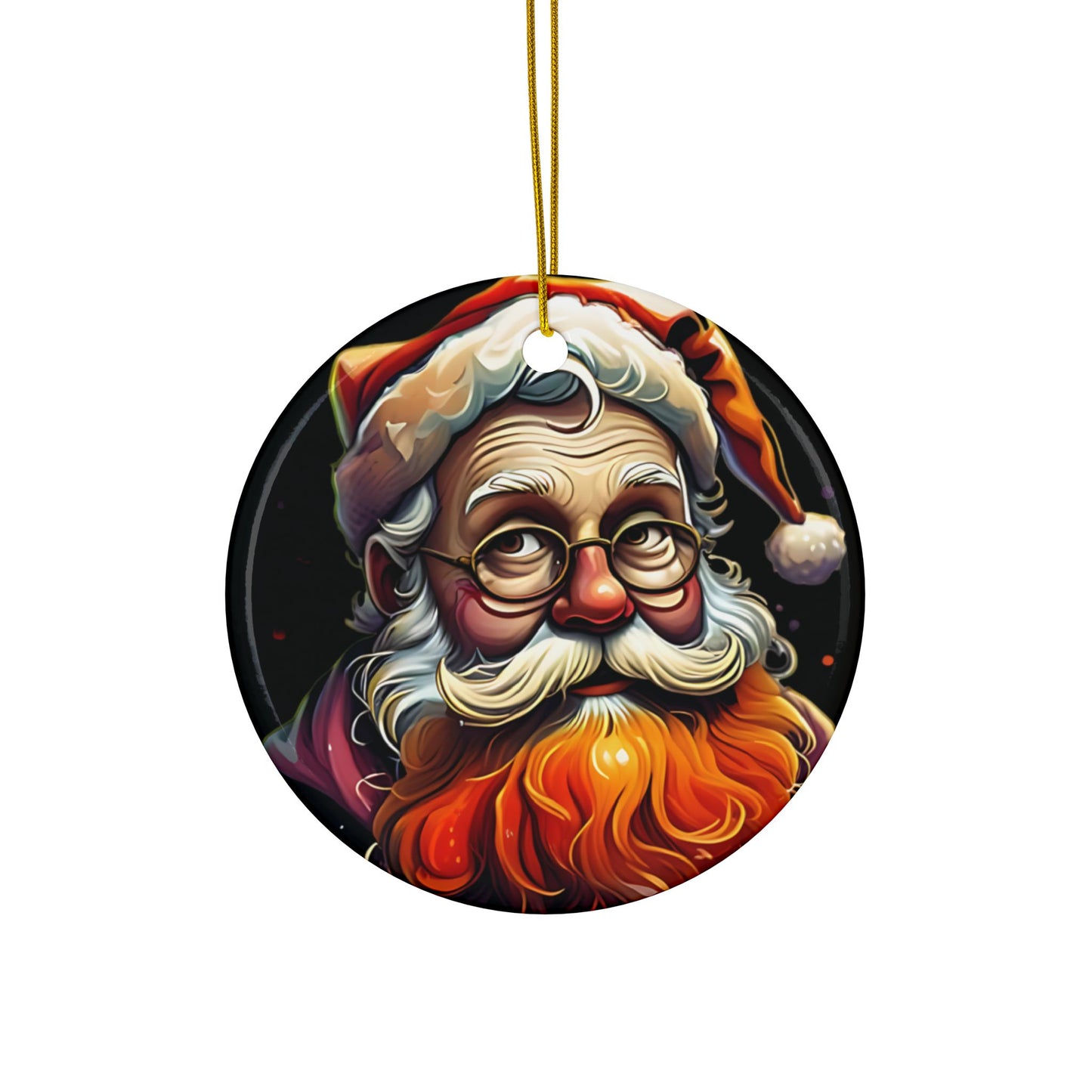 Santa Claus Ceramic Ornament — Double-Sided Christmas Tree Decoration