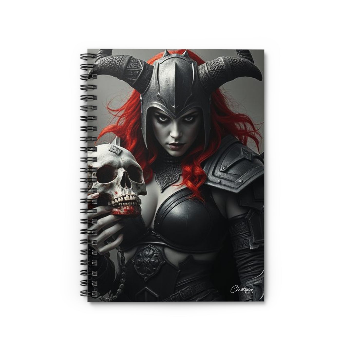 Fierce Warrior Spiral Notebook - Ruled Lines, Fantasy Notebook, Gothic Stationery, Journaling, Gifts for Her, Unique Artwork