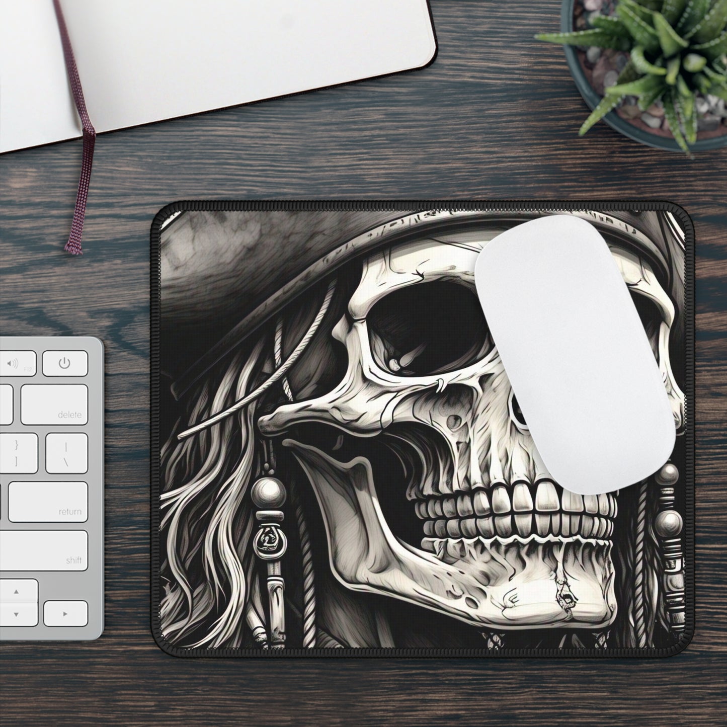 Skull Gaming Mouse Pad | Pirate Decor, Gamer Gift, Desktop Accessories, Unique Computer Gear, Halloween Style