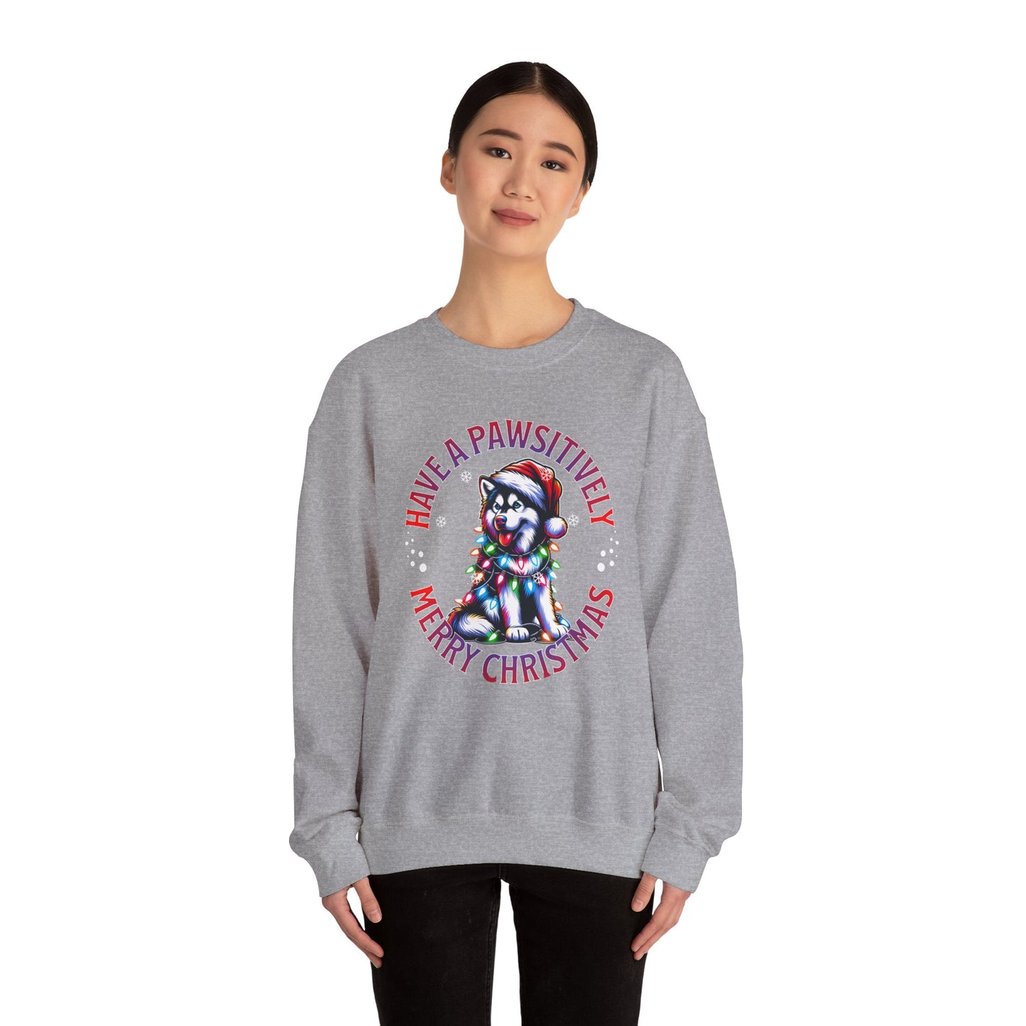 Christmas Puppy Sweatshirt — "Have a Pawsitively Merry Christmas" Holiday Crewneck