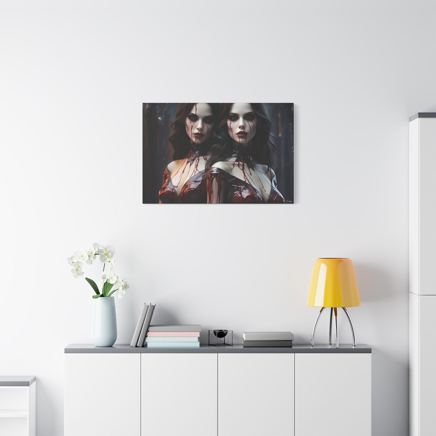 Gothic Vampire Canvas Art, Wall Decor, Horror Artwork, Halloween Home Decor, Spooky Room Accent, Unique Gift Idea