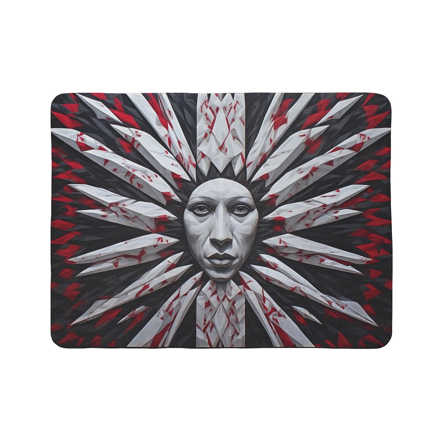 Horror Sunface Sherpa Blanket — Gothic Bloody Knife Mandala Throw