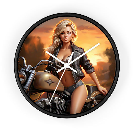 Biker Chic Wall Clock, Vintage Decor, Unique Gift for Motorcycle Lovers, Retro Wall Art, Stylish Home Accents