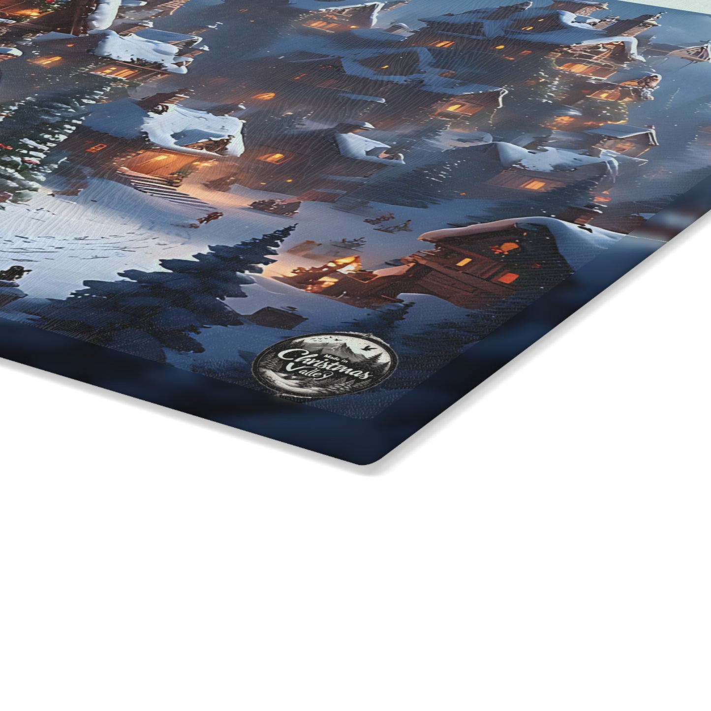 Festive Winter Wonderland Glass Cutting Board | Christmas Kitchen Decor, Holiday Gift, Home & Hearth, Unique Serving Tray, Culinary Art