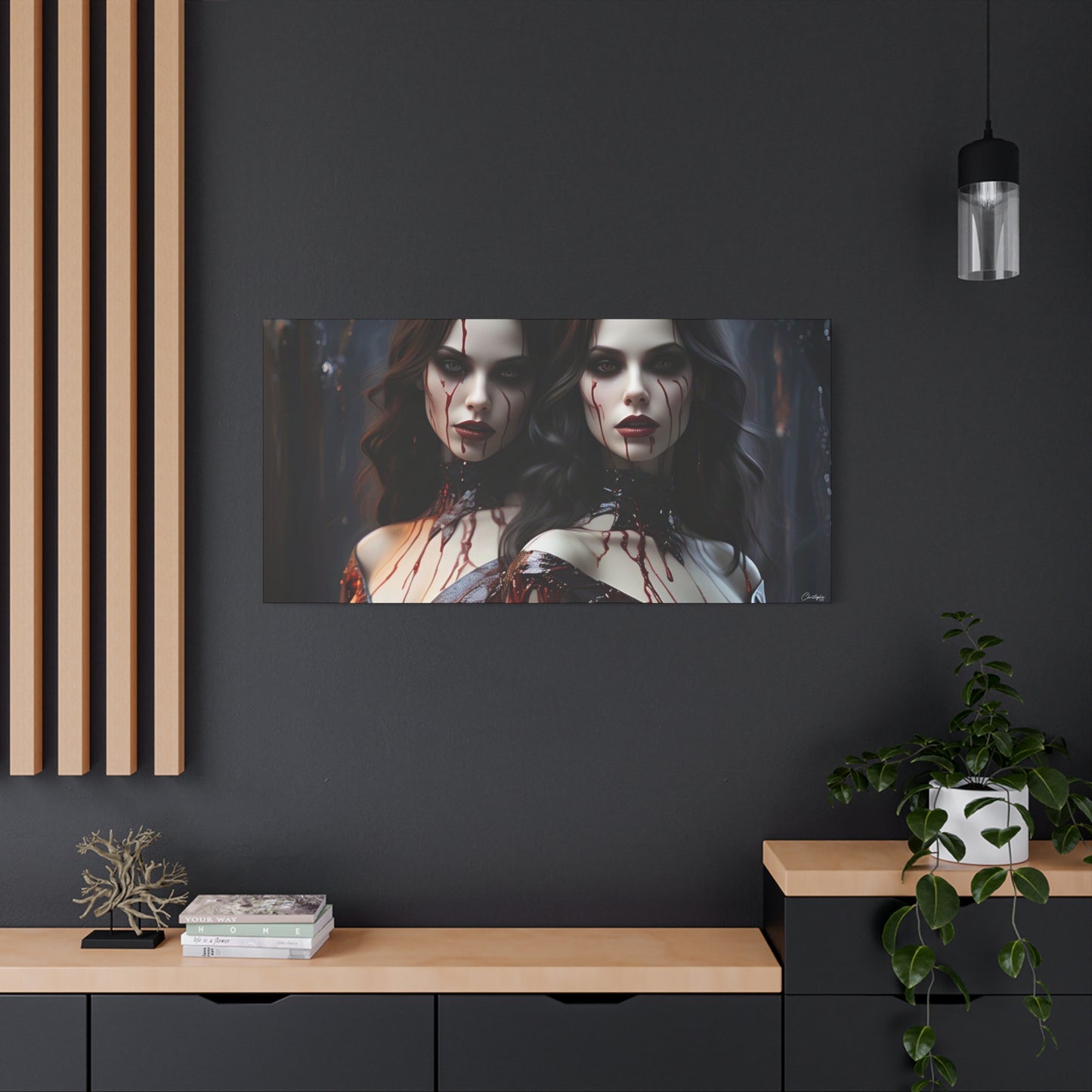 Gothic Vampire Canvas Art, Wall Decor, Horror Artwork, Halloween Home Decor, Spooky Room Accent, Unique Gift Idea