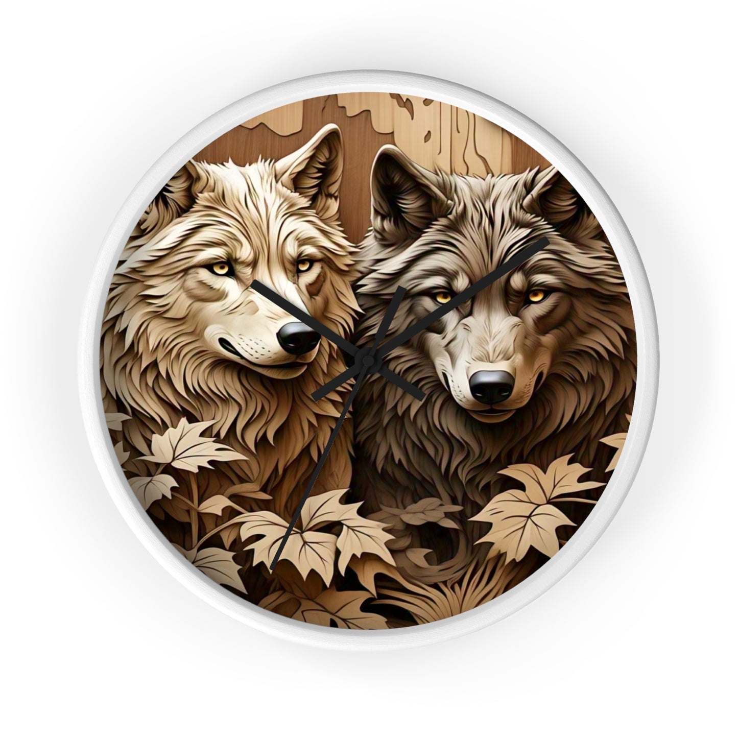 Rustic Wolf Wall Clock - Nature Inspired Home Decor, Animal Lover Gift, Woodland Themed Clock, Cozy Farmhouse Decor, Unique Gift Idea