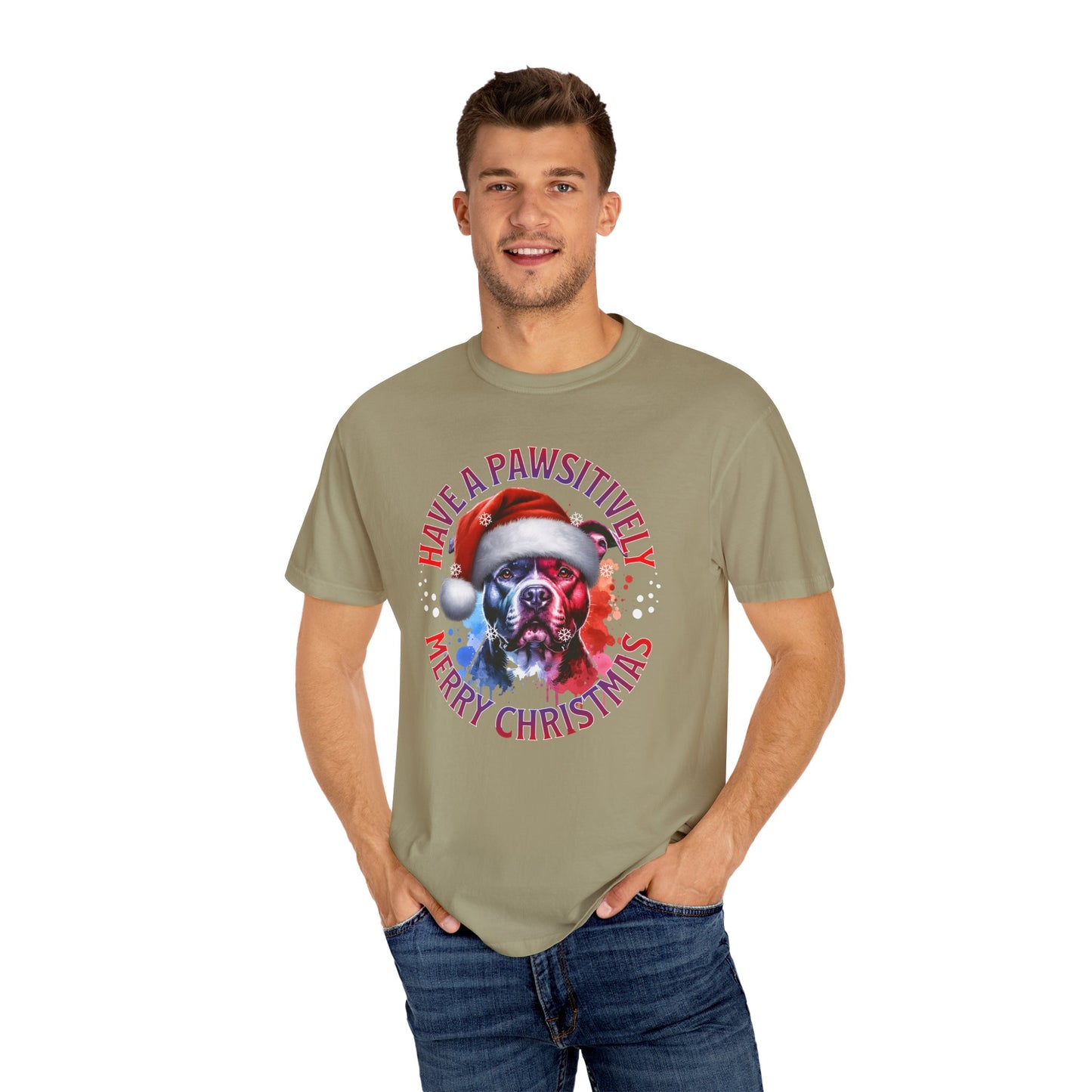 Have a Pawsitively Merry Christmas Pit Bull T-Shirt — Santa Dog Holiday Tee