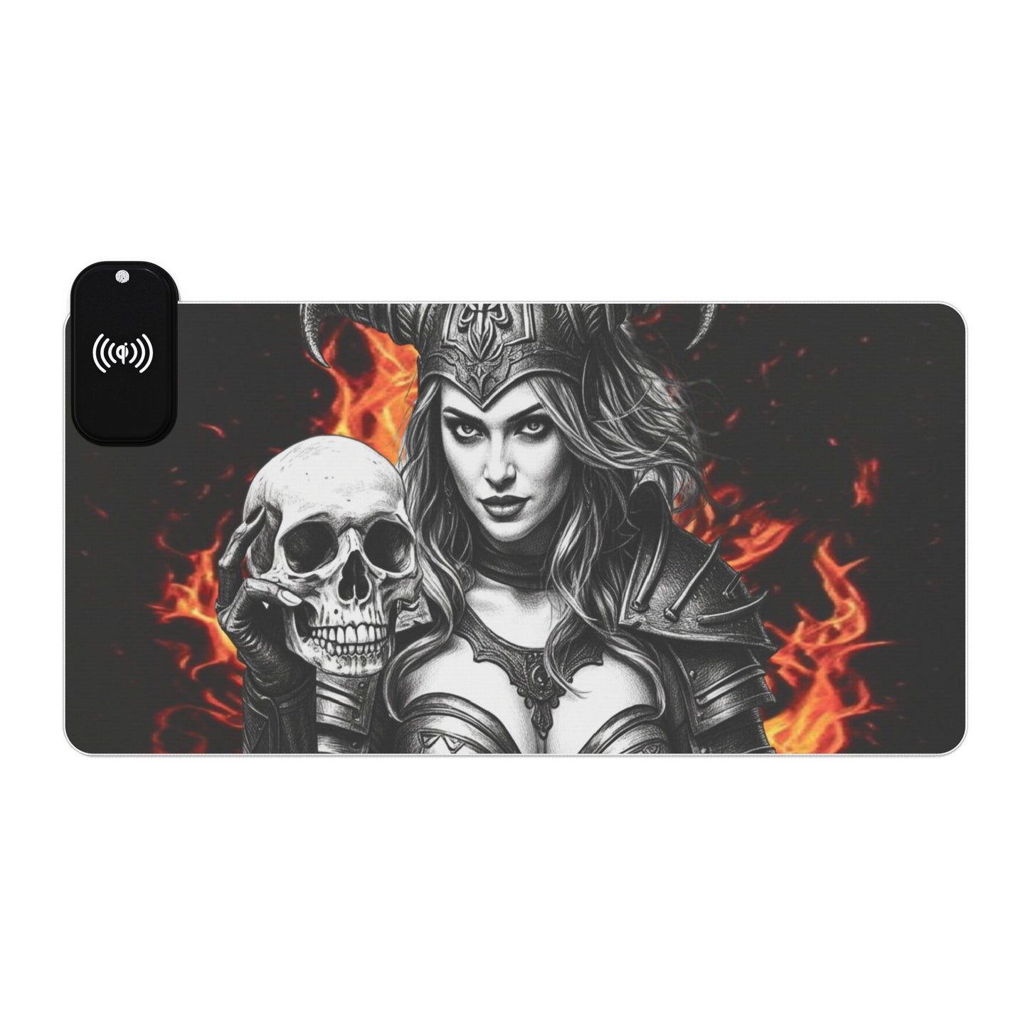 Valkyrie LED Gaming Mouse Pad with Wireless Charging — Valkyrie Skull Design