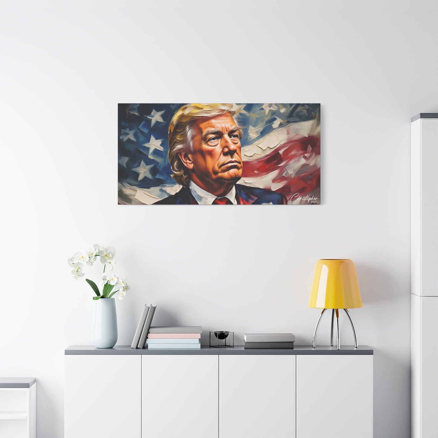Patriotic Canvas Art, Stretched Wall Decor, Home Office, Gifts for Republicans, Political Enthusiasts, Americana Artwork
