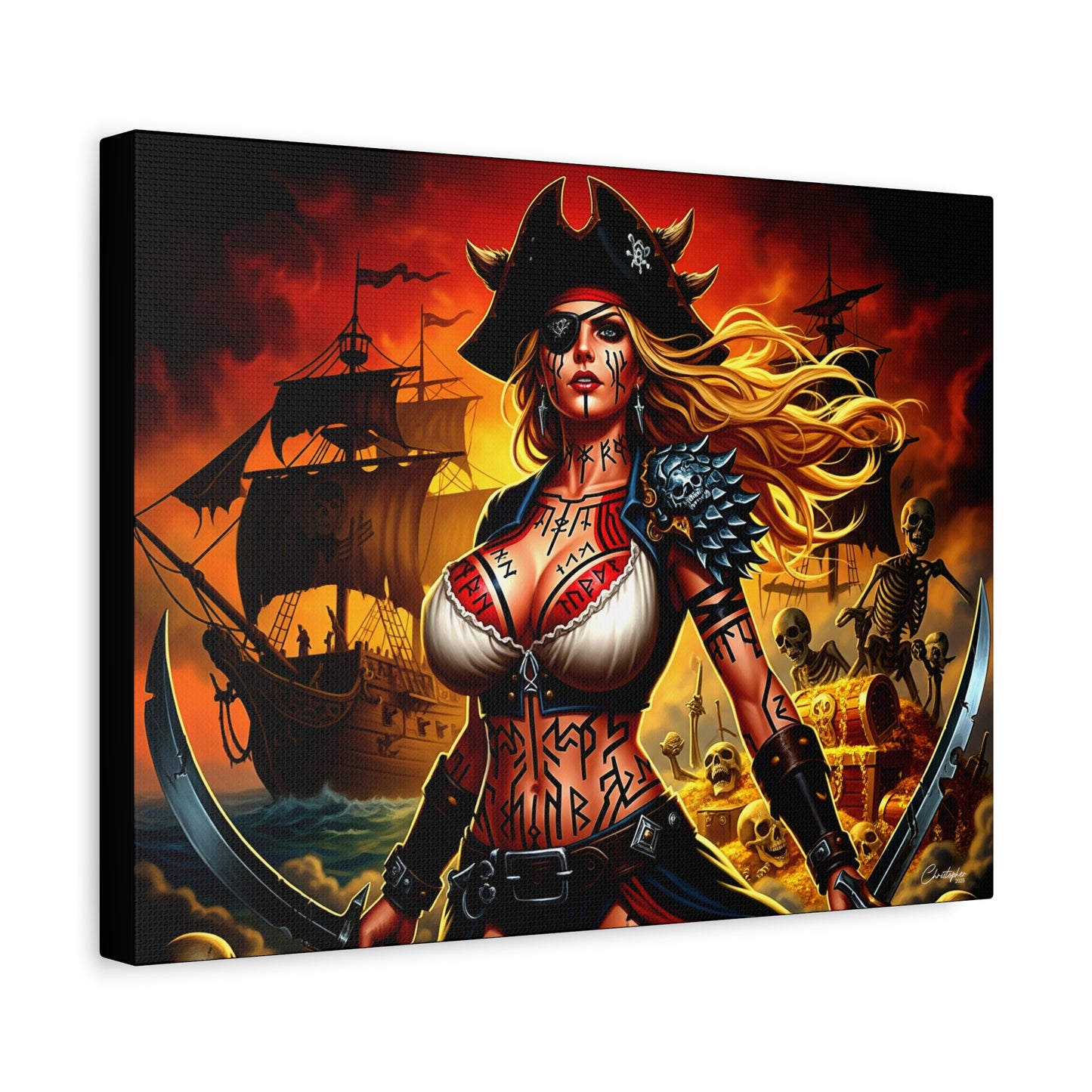 Bold Pirate Canvas Print, Nautical Wall Art, Gothic Home Decor, Pirate Lover Gift, Spooky Halloween Decoration, Adventure Wall Hanging