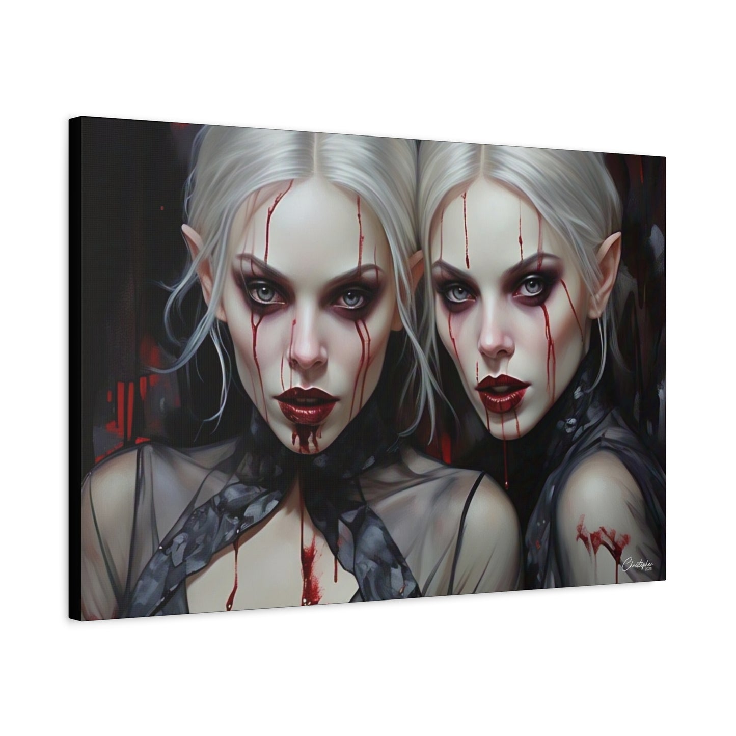 Gothic Canvas Art Print, Dark Fantasy Wall Decor, Horror Art, Halloween Home Decor, Vampire Artwork, Unique Gift for Spooky Season