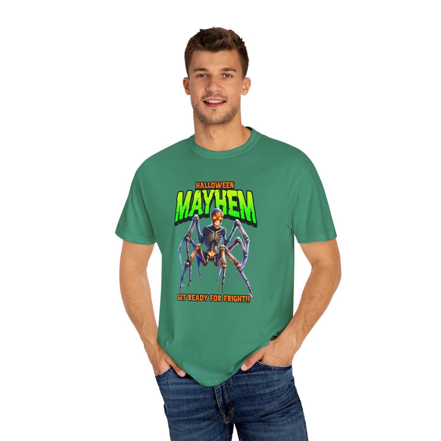 Halloween Mayhem Unisex T-Shirt, Spooky Tee for Men & Women, Perfect for Halloween Parties, Trick or Treat, Eerie Vibes, Unique Costume