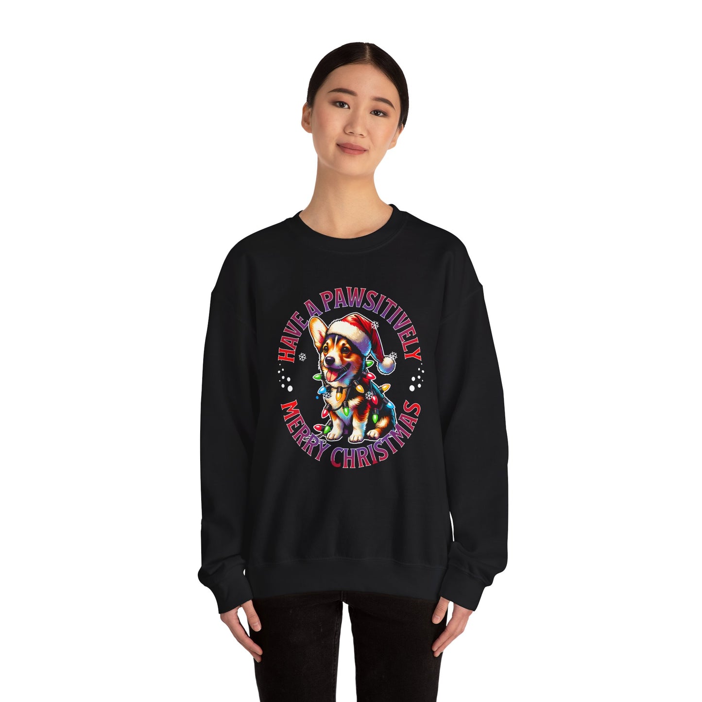 Christmas Corgi Sweatshirt — "Have a Pawsitively Merry Christmas" Holiday Crewneck