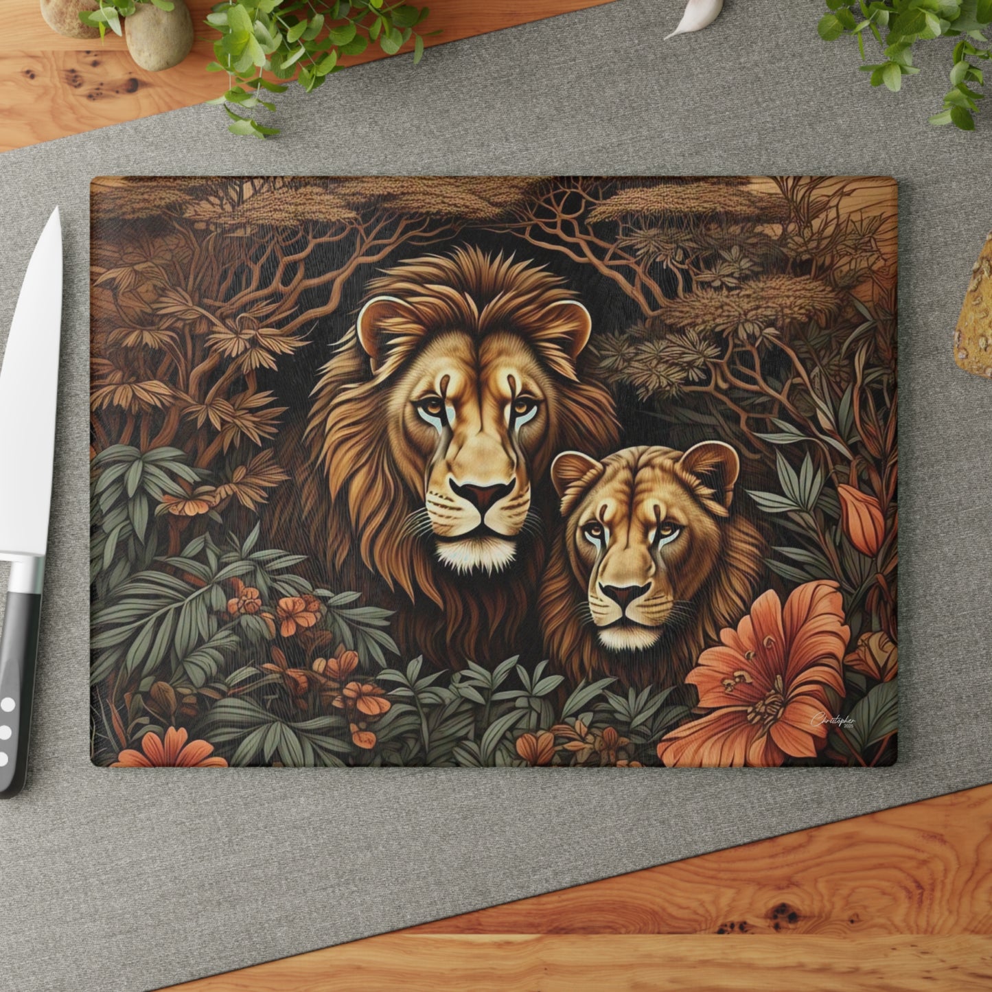 Wildlife-Themed Glass Cutting Board, Nature Lover Gift, Kitchen Decor, Animal Lover's Home Accents, Unique Housewarming Present