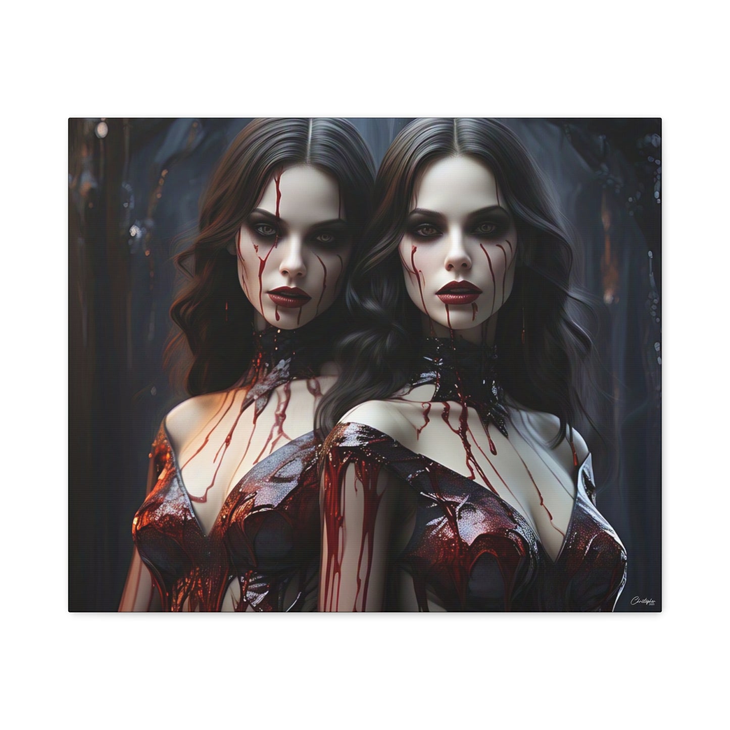 Gothic Vampire Canvas Art, Wall Decor, Horror Artwork, Halloween Home Decor, Spooky Room Accent, Unique Gift Idea