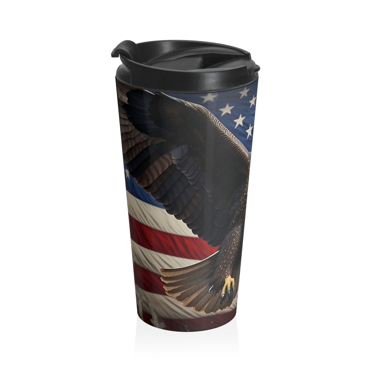 Patriotic Eagle Travel Mug | Stainless Steel Travel Cup, American Flag Mug, Gift for Veterans, Outdoor Enthusiast, Memorial Day Gift