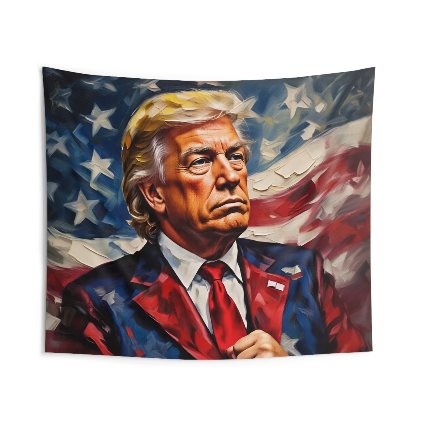 Donald Trump Portrait Wall Tapestry – Patriotic American Flag Home Decor