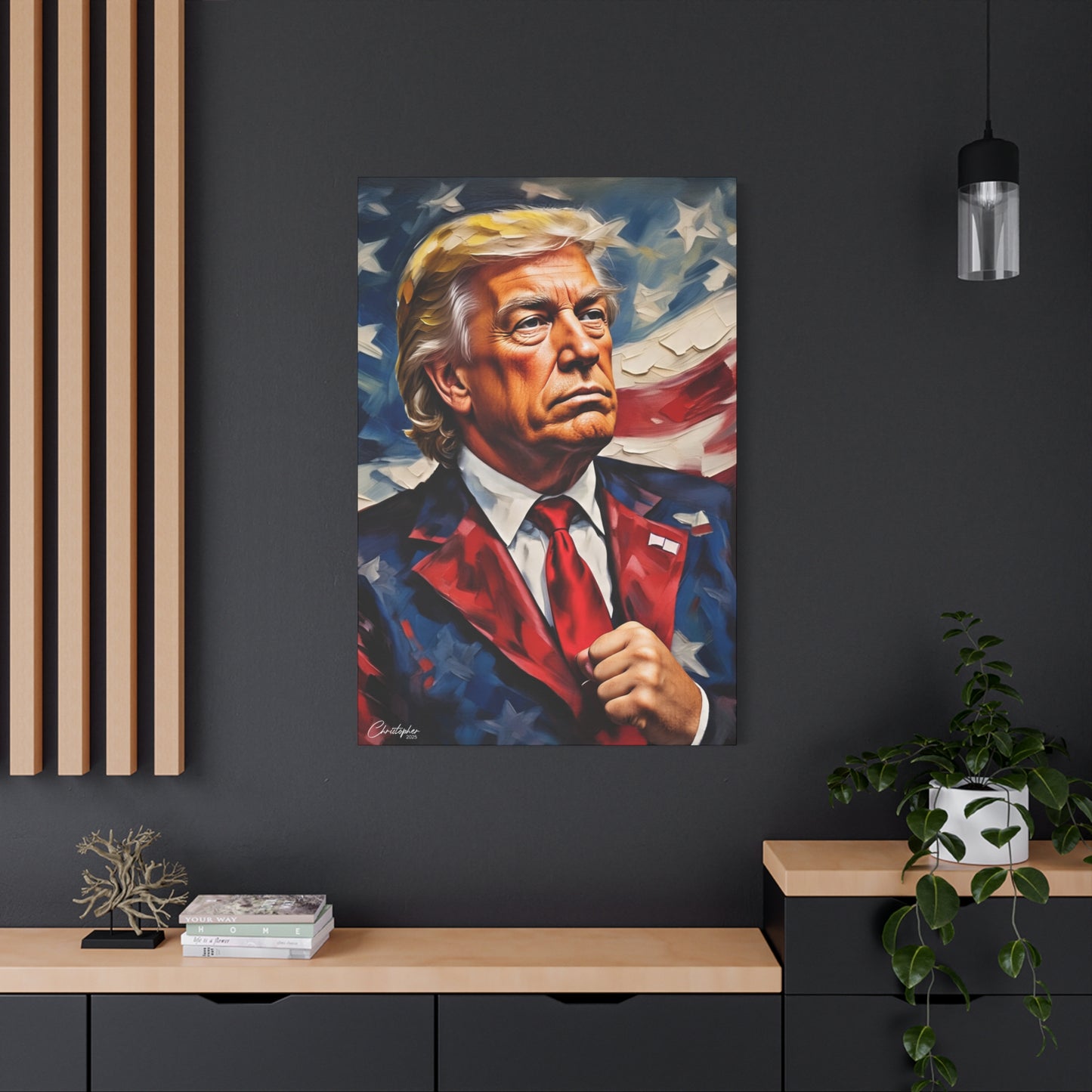 Patriotic Canvas Art, Stretched Wall Decor, Home Office, Gifts for Republicans, Political Enthusiasts, Americana Artwork