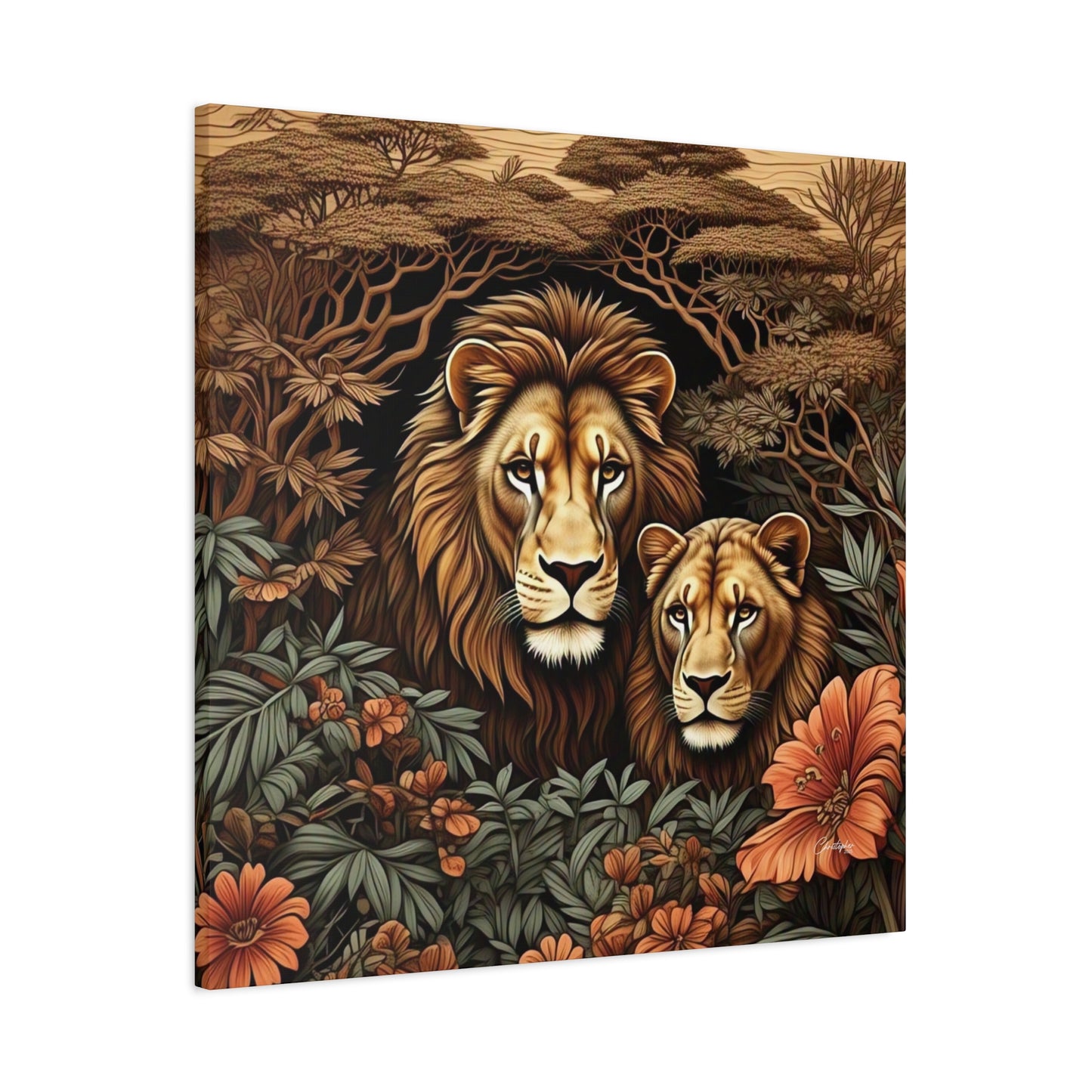 Majestic Lion Family Canvas Wall Art, Animal Lovers Decor, Wildlife Home Accent, Gift for Nature Enthusiasts, Meaningful Family Art