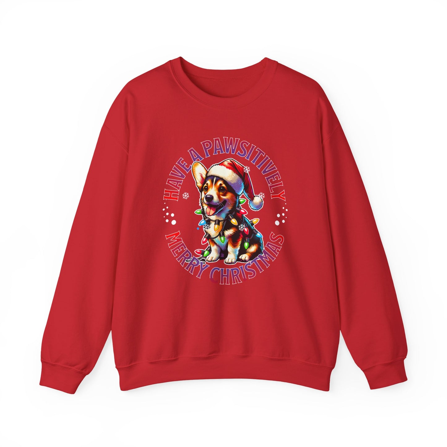 Christmas Corgi Sweatshirt — "Have a Pawsitively Merry Christmas" Holiday Crewneck