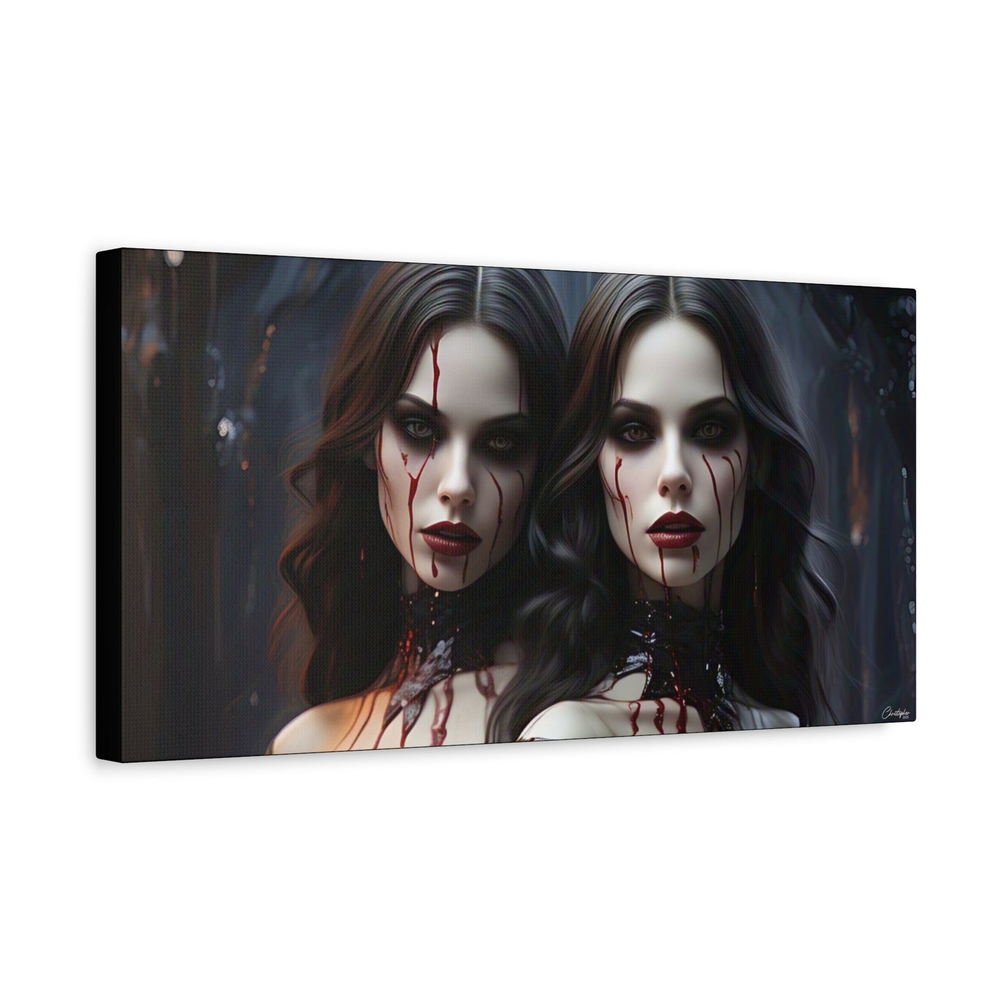 Gothic Vampire Canvas Art, Wall Decor, Horror Artwork, Halloween Home Decor, Spooky Room Accent, Unique Gift Idea